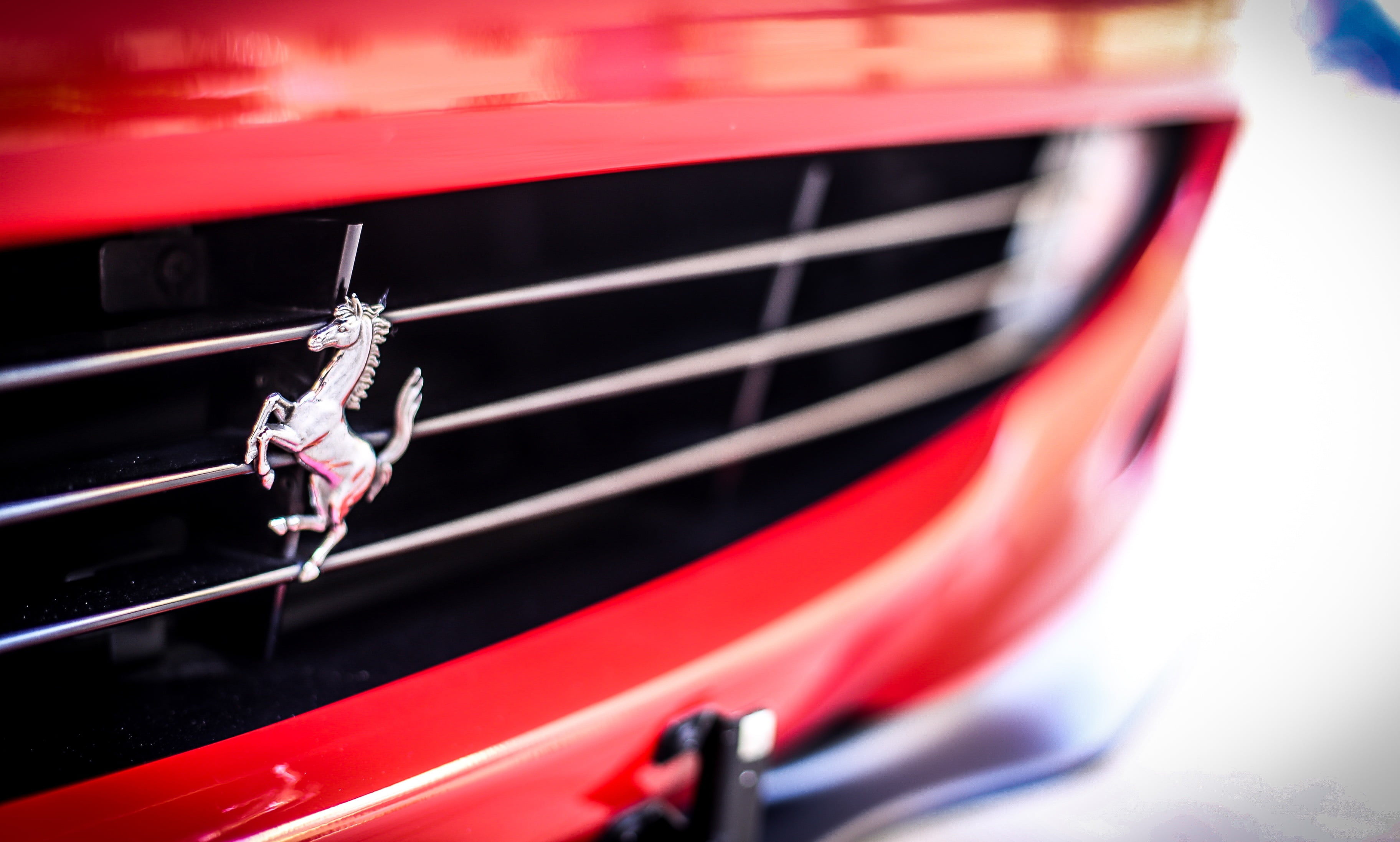 engine, land Vehicle, sports Car, metal, emblem, mode of transportation, black Color, ferrari, no People, logo, speed, selective focus, equipment, transportation, HD Wallpaper