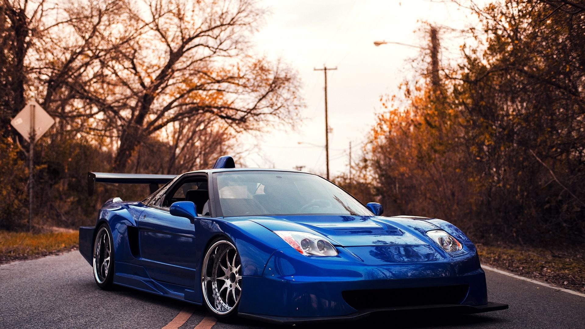 acura, 1080P, car, blue car, jdm, blue, nsx, tuning, HD Wallpaper