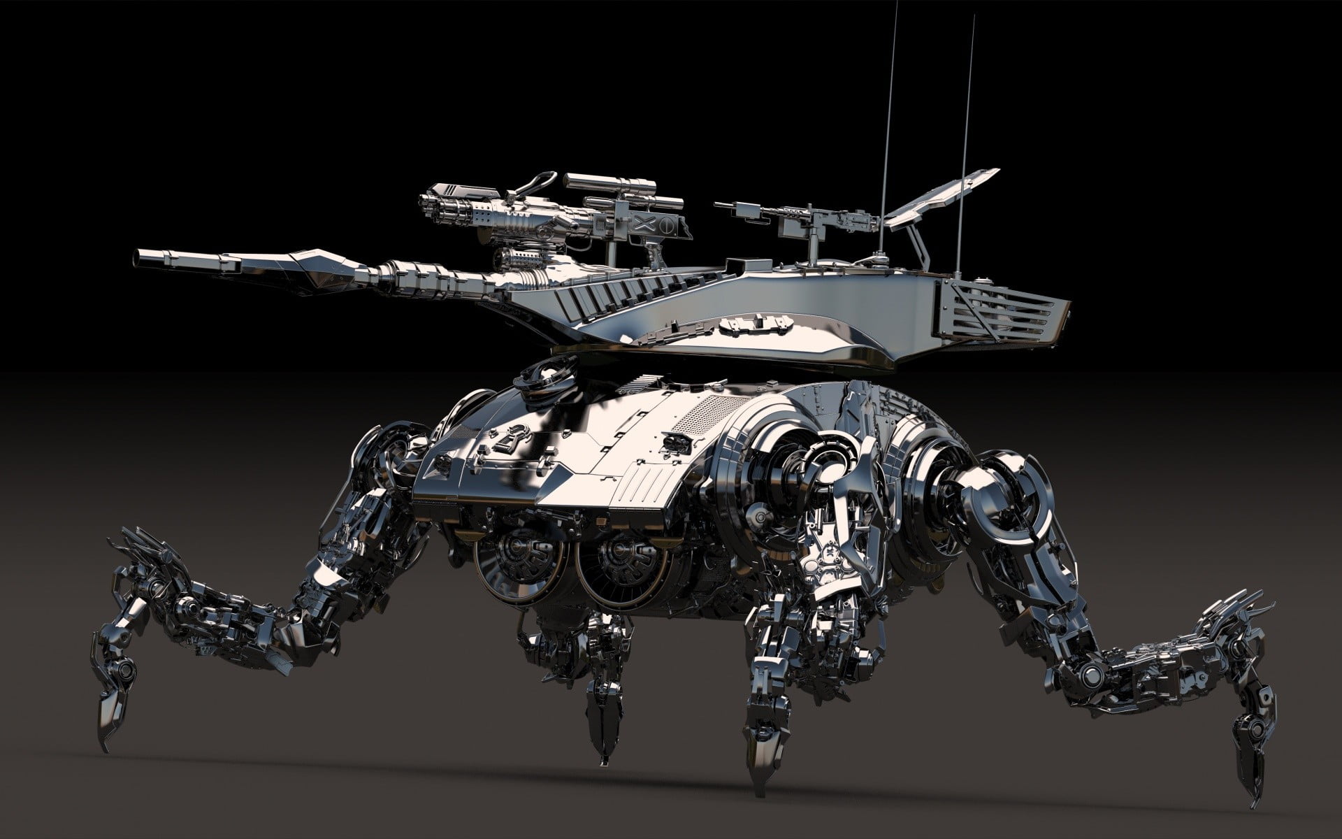 CGI, military, human representation, metal, black background, weapon, machine, silver colored, transportation, indoors, technology, futuristic, machinery, HD Wallpaper