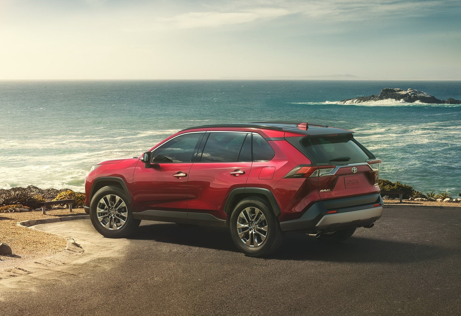 road trip, land vehicle, horizon, horizon over water, beauty in nature, sky, land, 720P, nature, no people, sea, water, red, motor vehicle, scenics - nature, HD Wallpaper