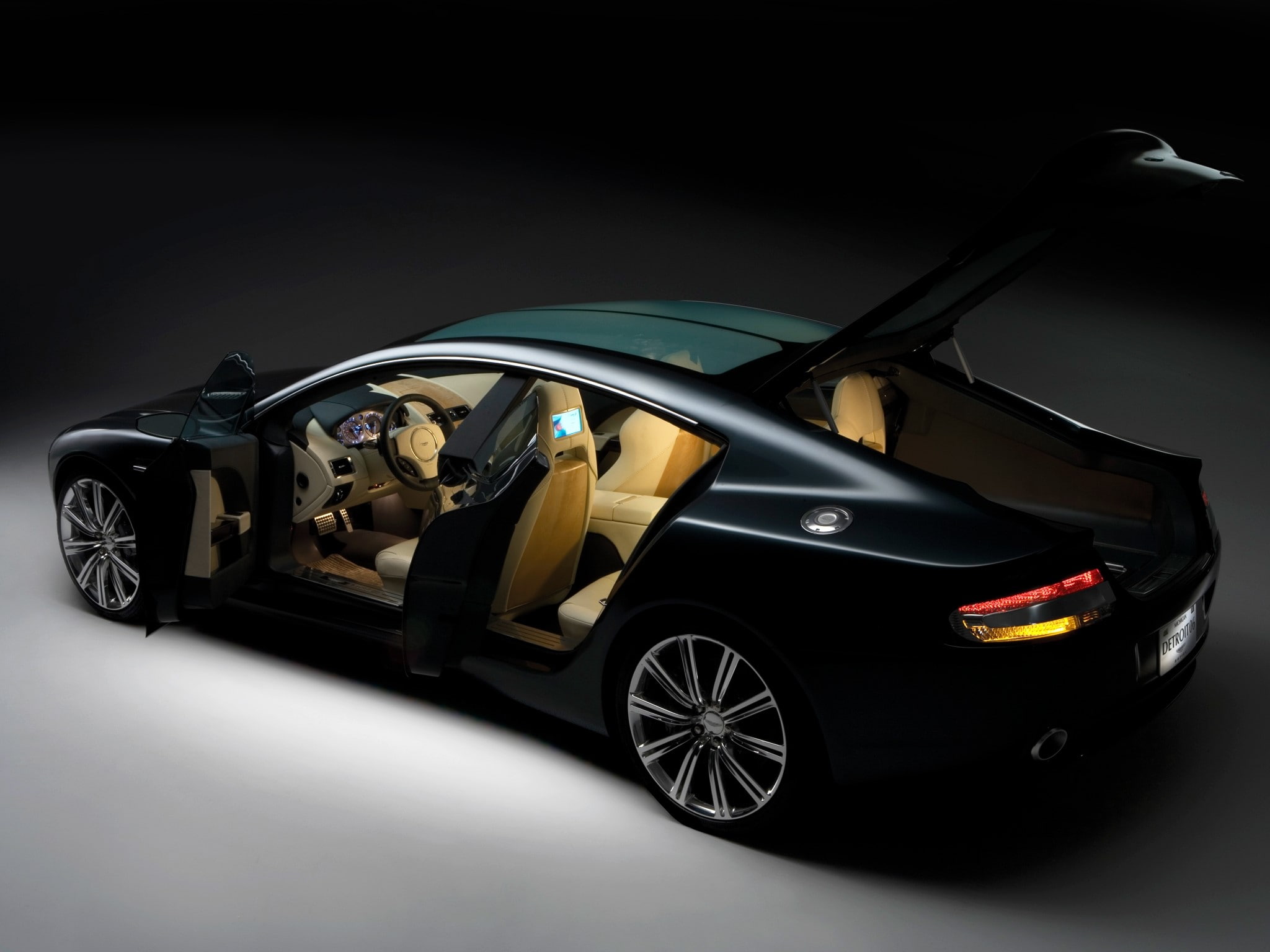 motor vehicle, black background, indoors, luxury, traffic accident, wheel, transportation, black color, travel, Aston martin, Side view, gray, speed, mode of transportation, HD Wallpaper