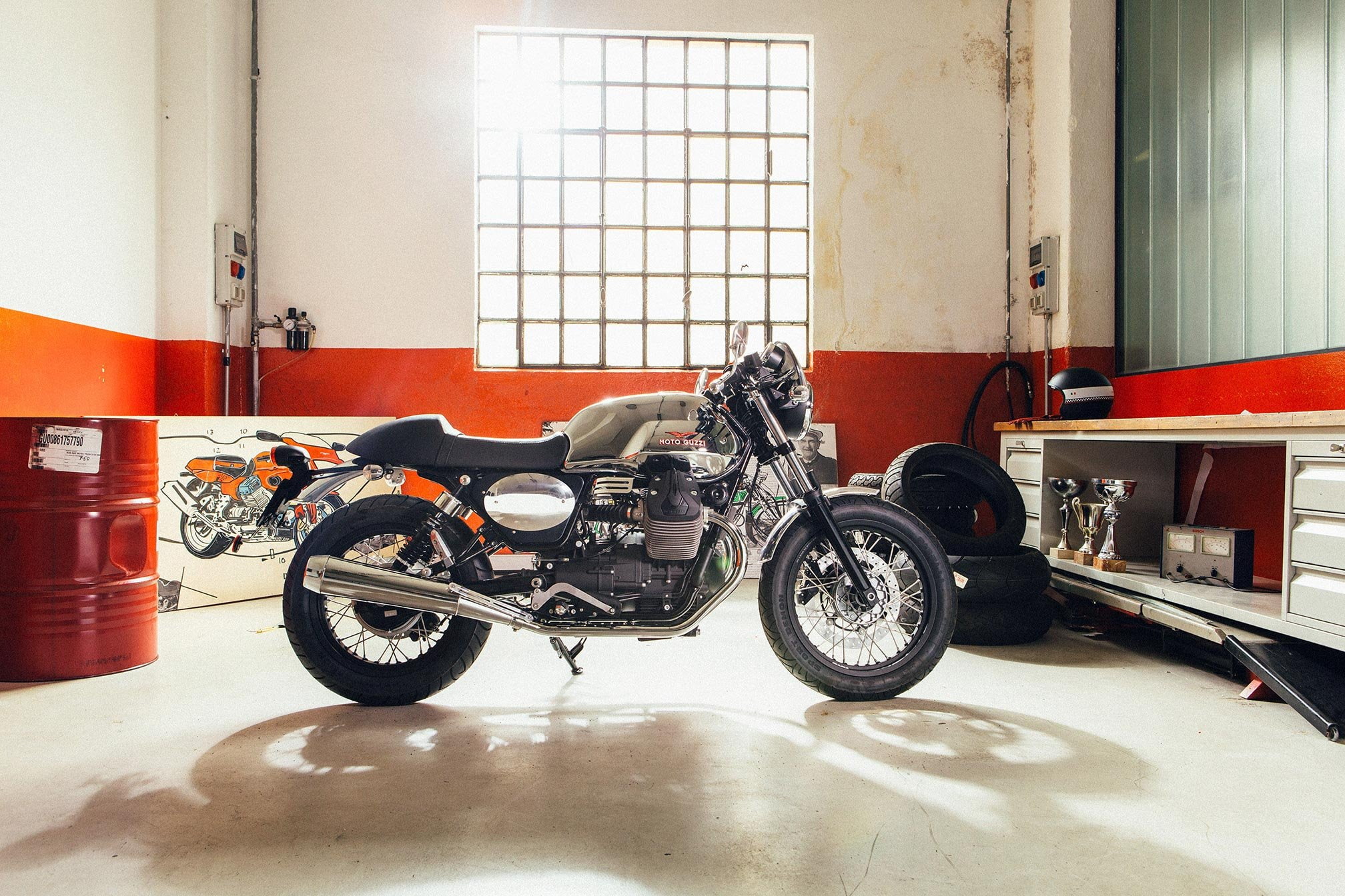 2016, motorcycle, guzzi, moto, 1080P, garage, v-7, dapper, v7ii, kitbike, motorbike, HD Wallpaper