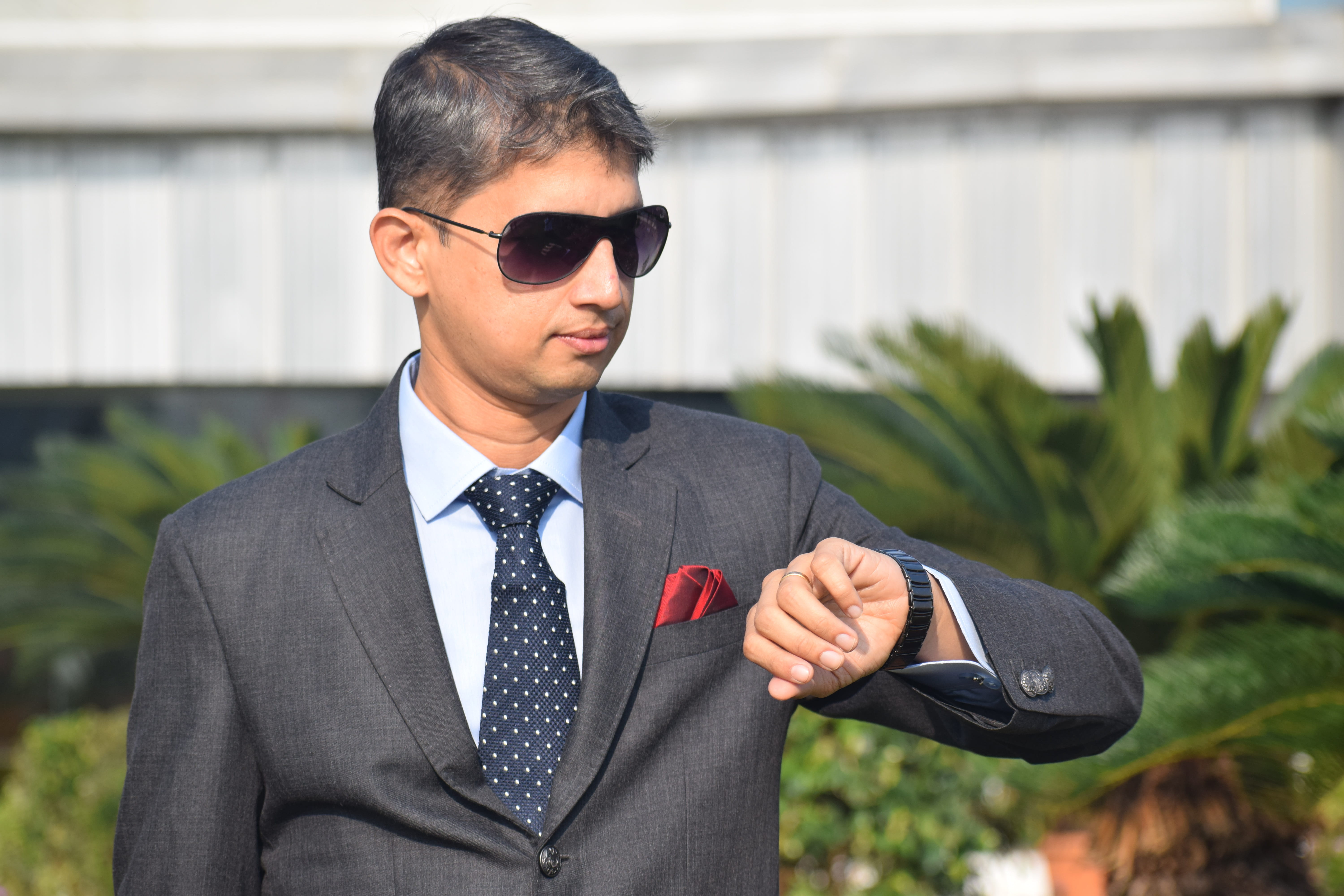 corporate, glasses, outside, outdoors, fine-looking, tie, people, males, young, real people, time, business, 5K, portrait, well-dressed, standing, indian, HD Wallpaper