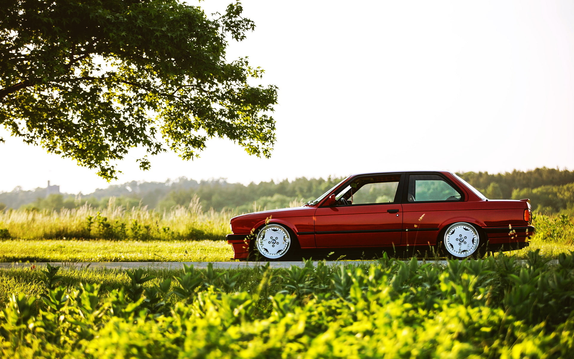 1080P, car, BMW, red, tuning, E30, a three-pointer, 3 series, HD Wallpaper