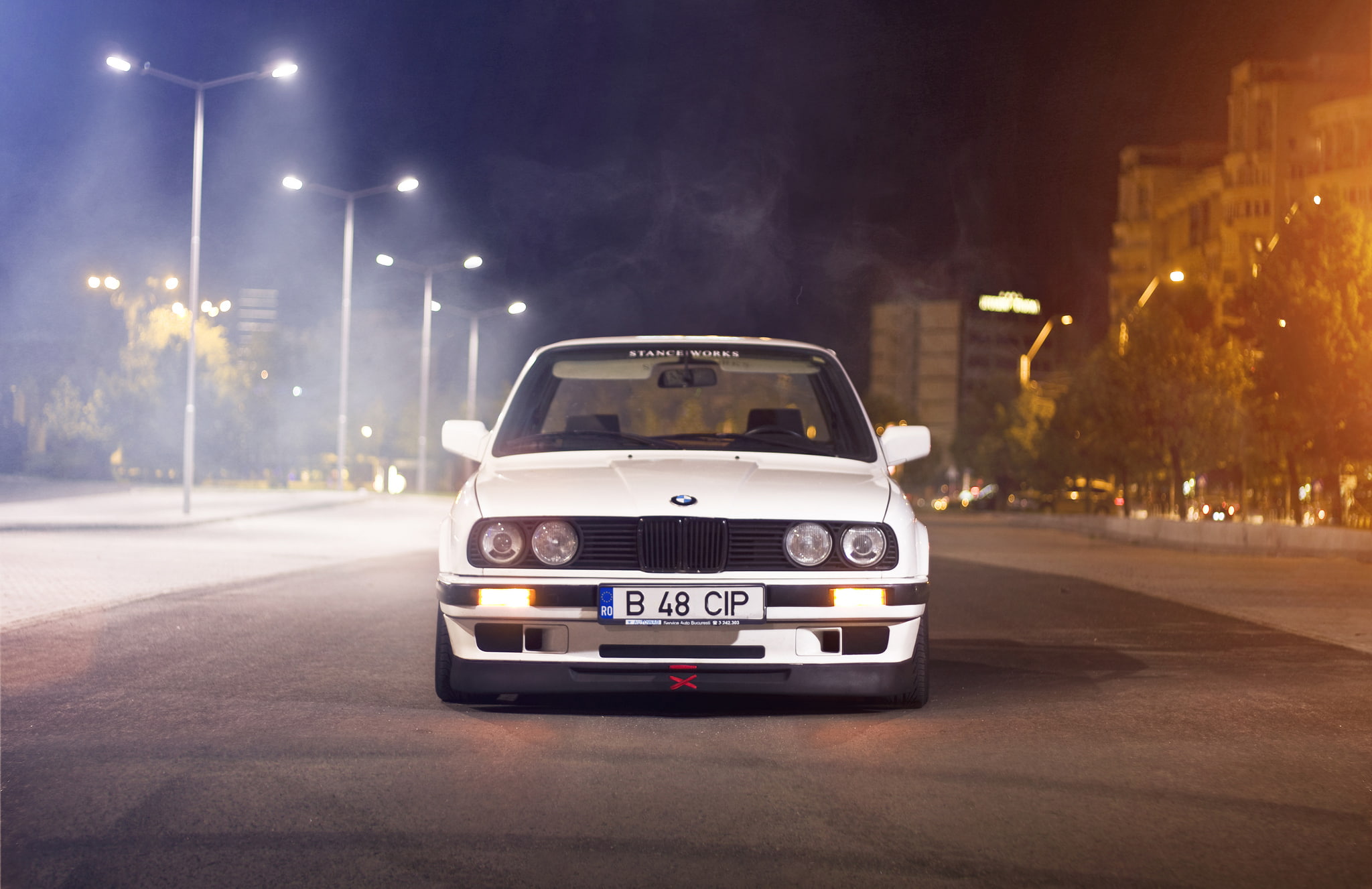 driving, shiny, compact Car, illuminated, government, street light, chrome, luxury, no People, road, urban Scene, on the move, mode of transportation, cityscape, HD Wallpaper