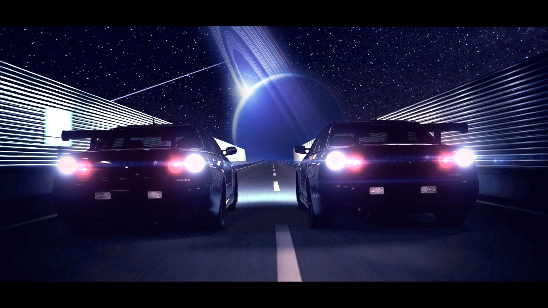 planet, Japanese Cars, nissan gt, Flares, R NISMO, Nissan Skyline GT, road, 1080P, R R33, Shooting Stars, HD Wallpaper