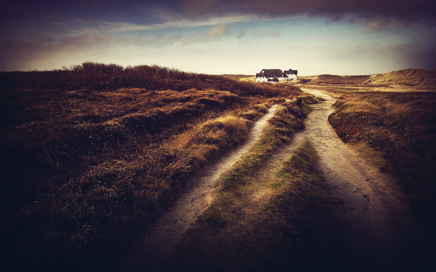 dirt road, 720P, brown, auto post production filter, motion, area, transportation, mode of transportation, land, landscape, motor vehicle, car, sky, house, HD Wallpaper