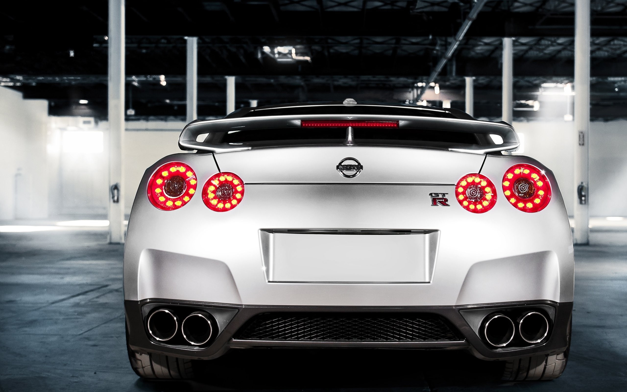 nissan, cars, gt r, skyline, 2K, backview, r35, lights, HD Wallpaper