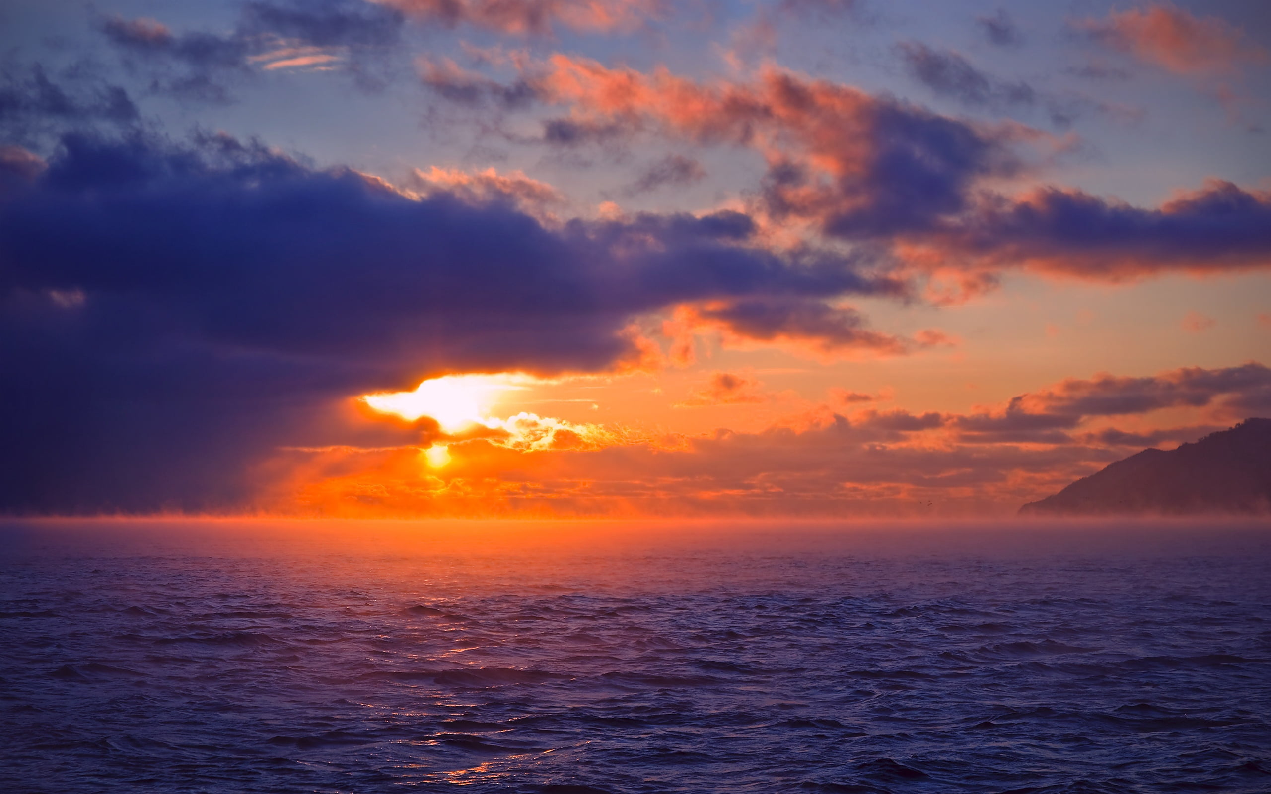 dawn, sunbeam, scenics, landscape, romantic sky, beach, sky, ocean, tranquil Scene, multi Colored, coastline, island, vibrant Color, sea, scenics - nature, HD Wallpaper