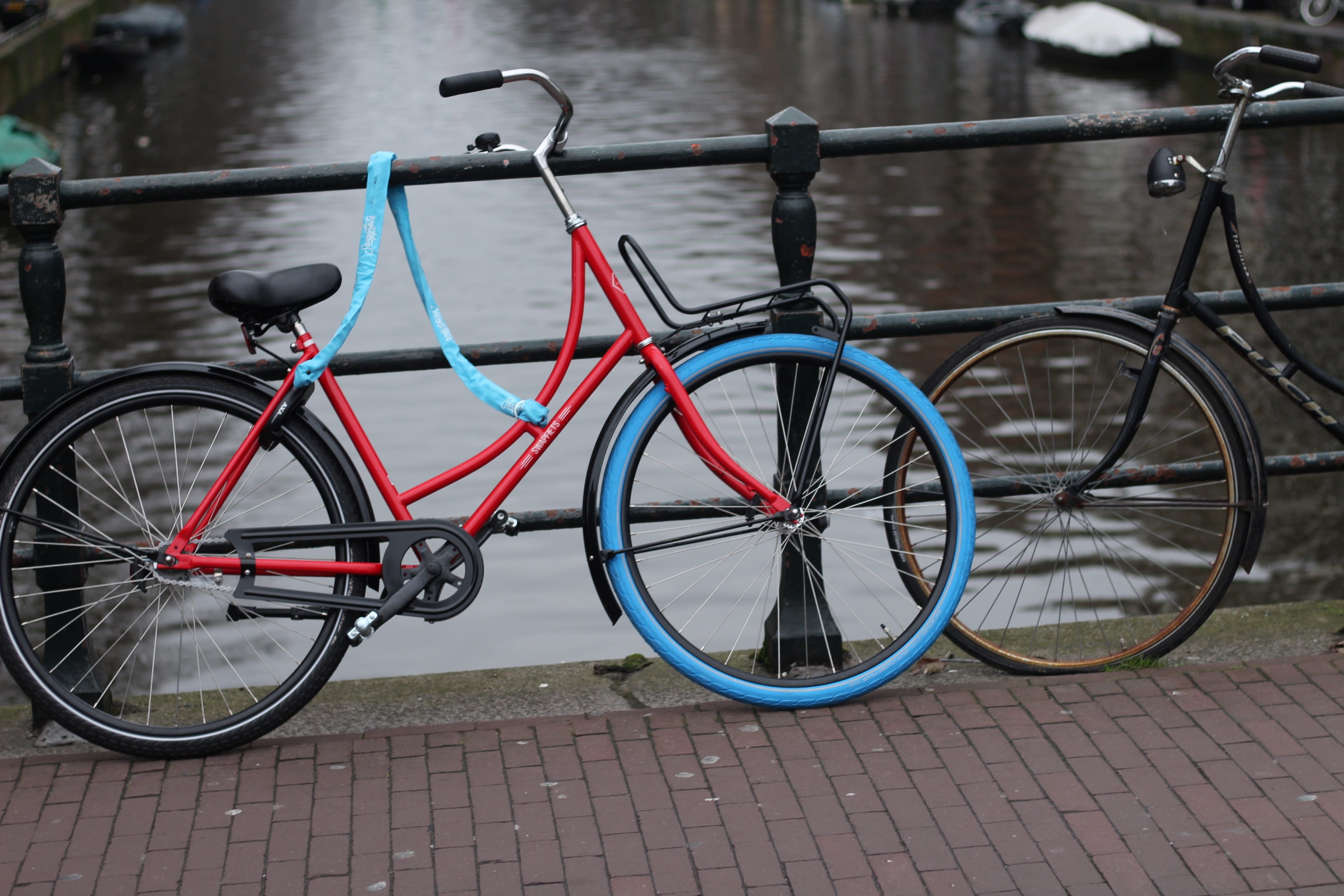railing, metal, brake, no people, colorful, holidays, safety, footpath, bicycles, vehicle, day, blue, wheel blue, sport, animation, sidewalk, parking, outdoors, HD Wallpaper