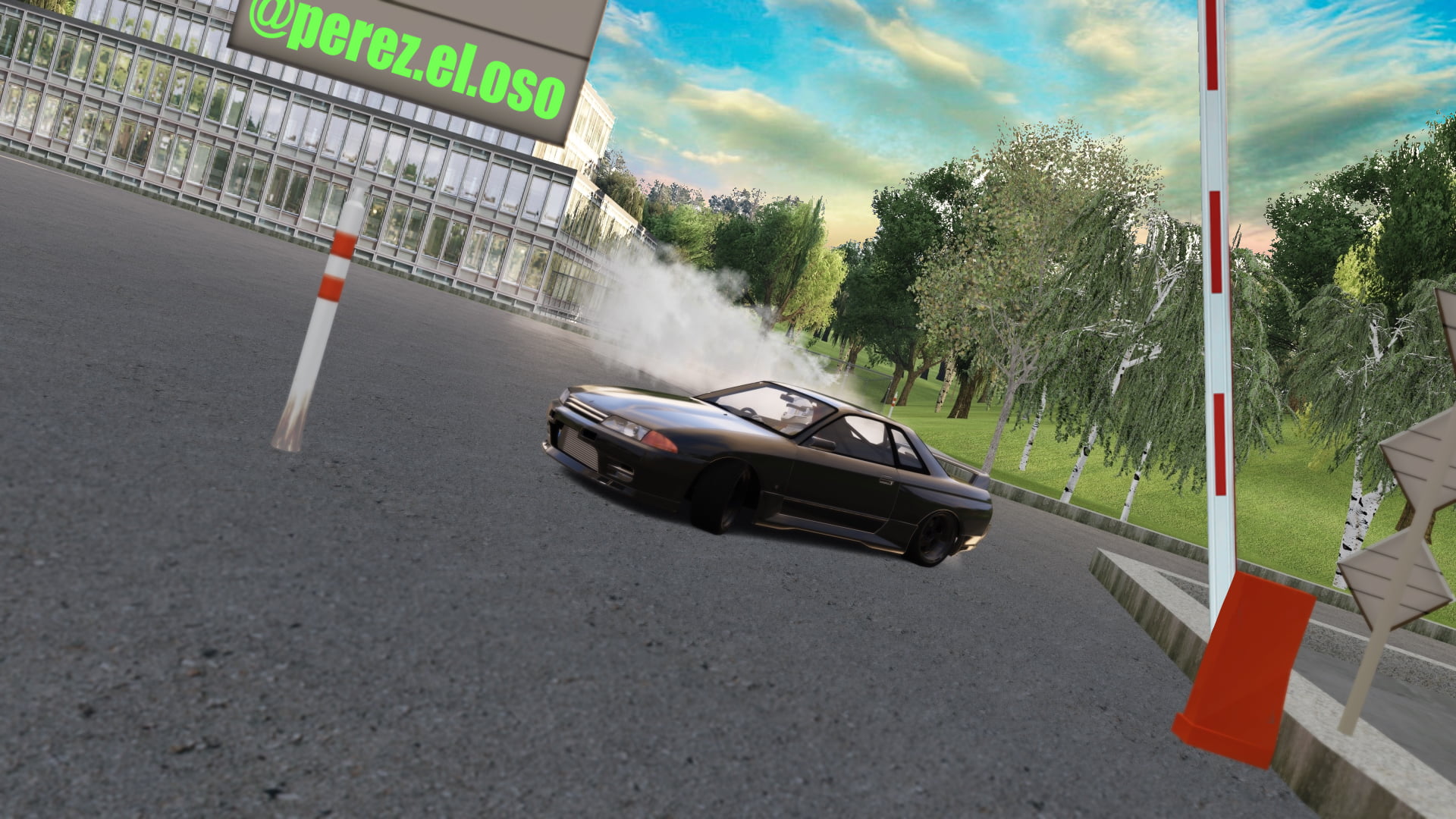 drift, Assetto Corsa, car, smoke, racer, Spanish, Nissan GT-R R32, parking, vehicle front, 1080P, video games, Spain, Nissan GT-R NISMO, Drifting, Nissan, HD Wallpaper