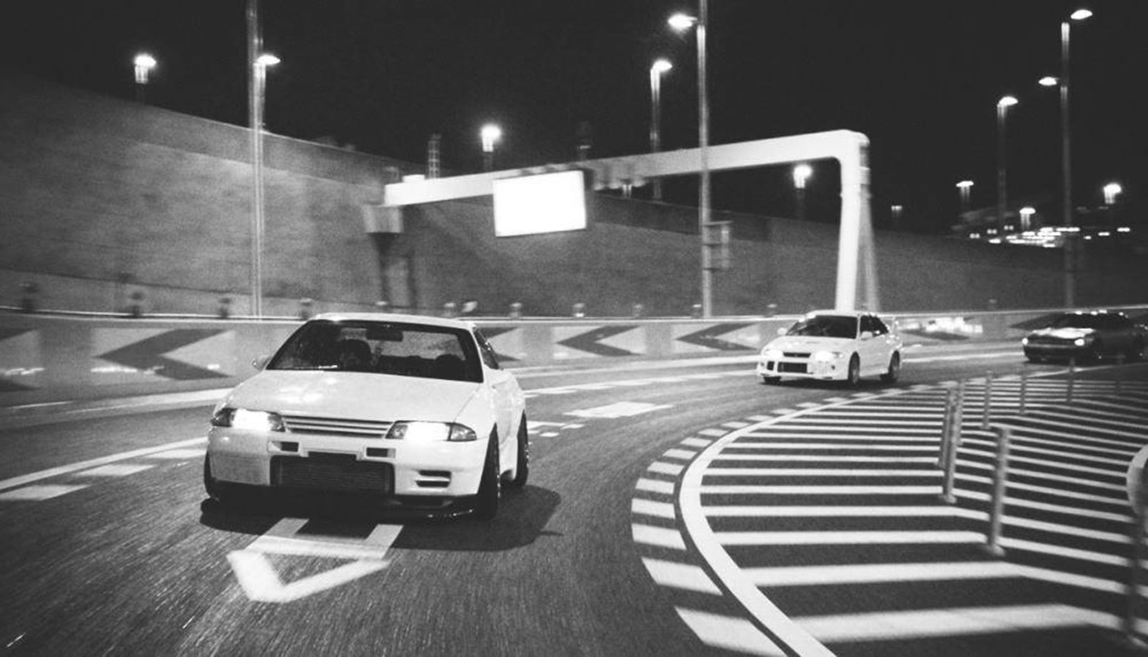 symbol, transportation, mode of transportation, Mitsubishi Lancer, parking garage, old Car, on the move, road, street, no people, Drift, Nissan GT R R32, HD Wallpaper