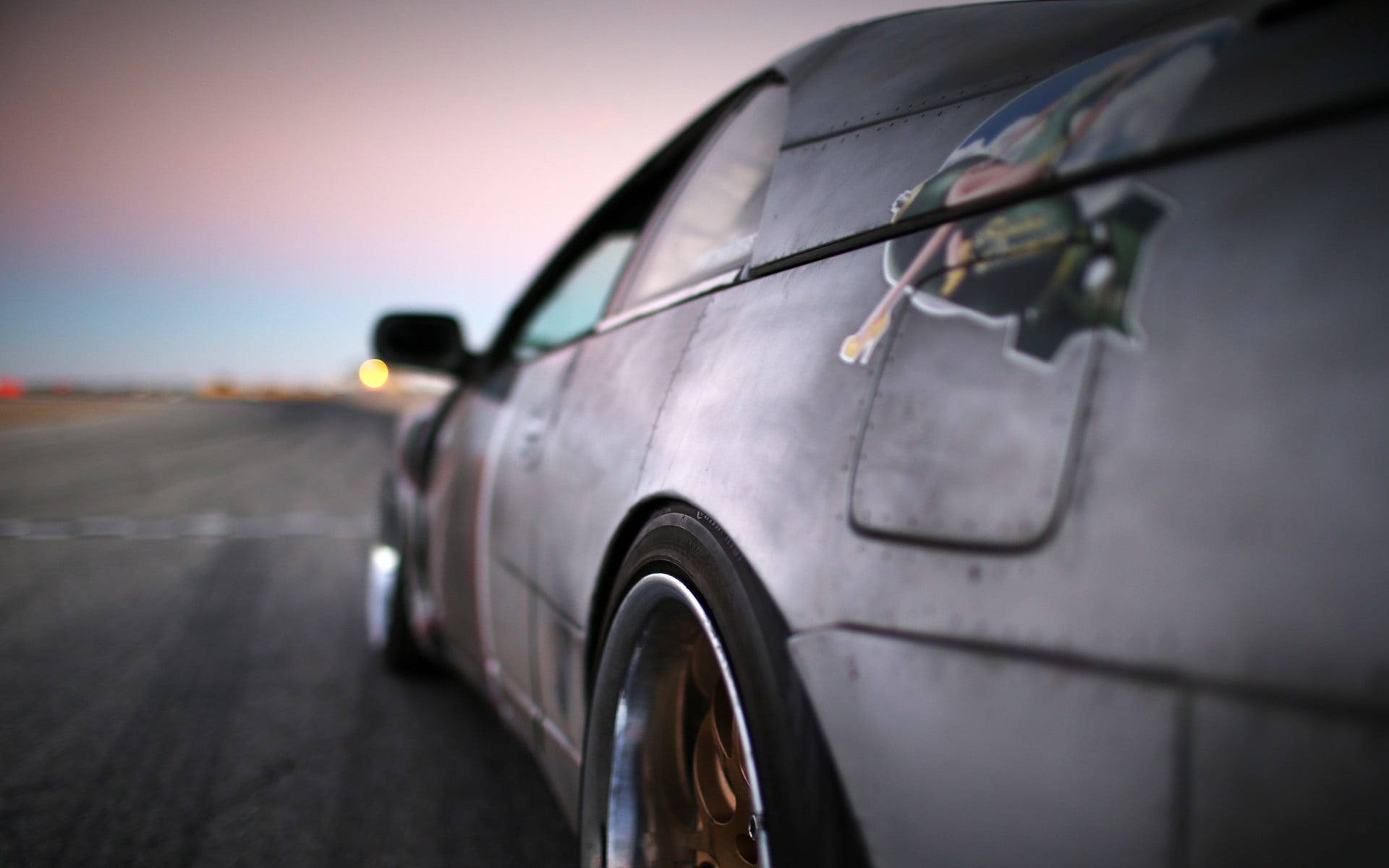 selective focus, 1080P, transportation, The Z32 Fighter Plane, colored, wheel, sky, no people, tire, land vehicle, street, silver, tail light, Nissan 300ZX, HD Wallpaper