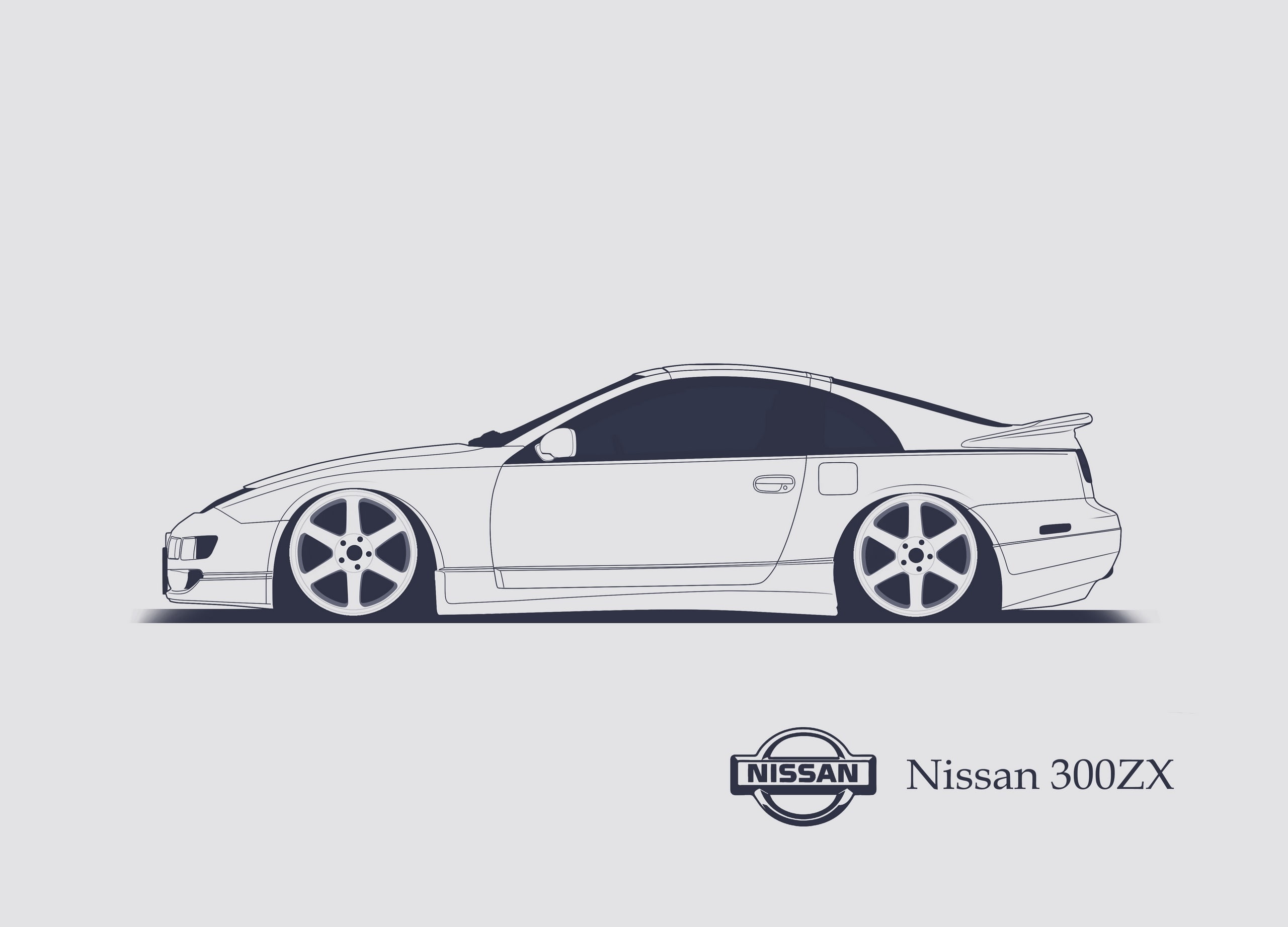 SrCky Design, illustration, coupe, Minimalistic, 300ZX, zx, 2K, Nissan, HD Wallpaper