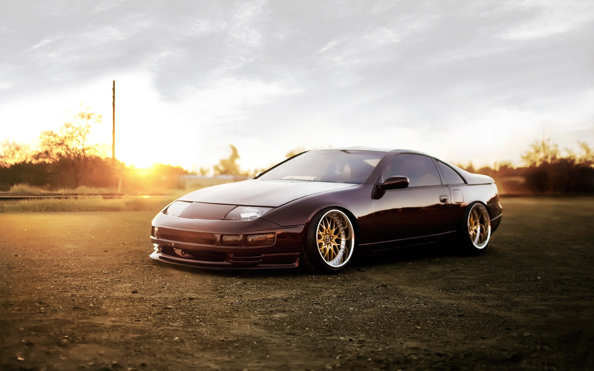 nature, nissan 300zx, no people, wheel, transportation, sports car, luxury, 1080P, cloud - sky, Nissan, silver colored, tire, land vehicle, sunset, zx, HD Wallpaper