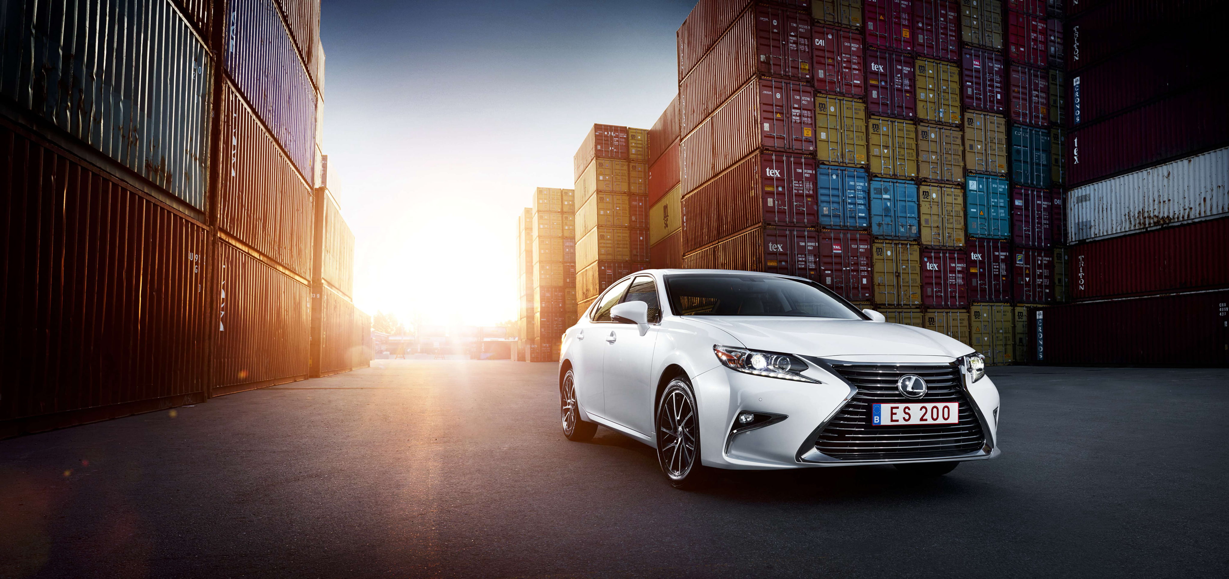 Lexus, silver, near, intermodal, Lexus ES 200, sedan, 2016, 4K, container, 4K, HD Wallpaper
