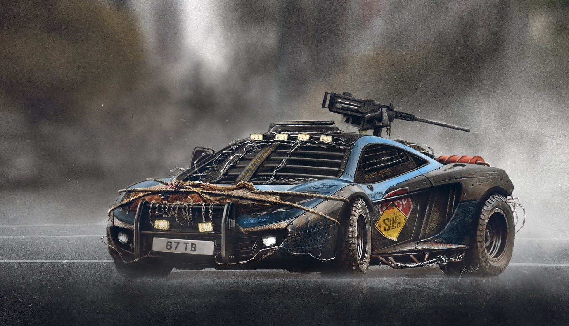 Machine, 1080P, McLaren, Machine gun, Supercar, 12kills, Yasid Oozeear, Art, Rendering, Auto, McLaren MP4-12C, MP4-12C, MP4, Armor, HD Wallpaper