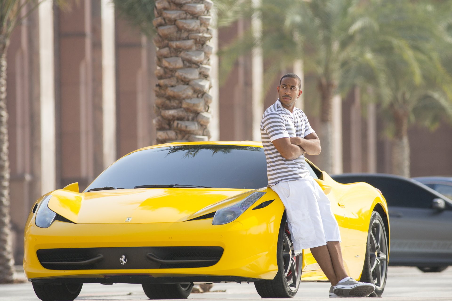 motor vehicle, 1080P, day, young adult, Tej (Fast and Furious), leisure activity, men, outdoors, Fast and Furious, yellow, casual clothing, one person, HD Wallpaper