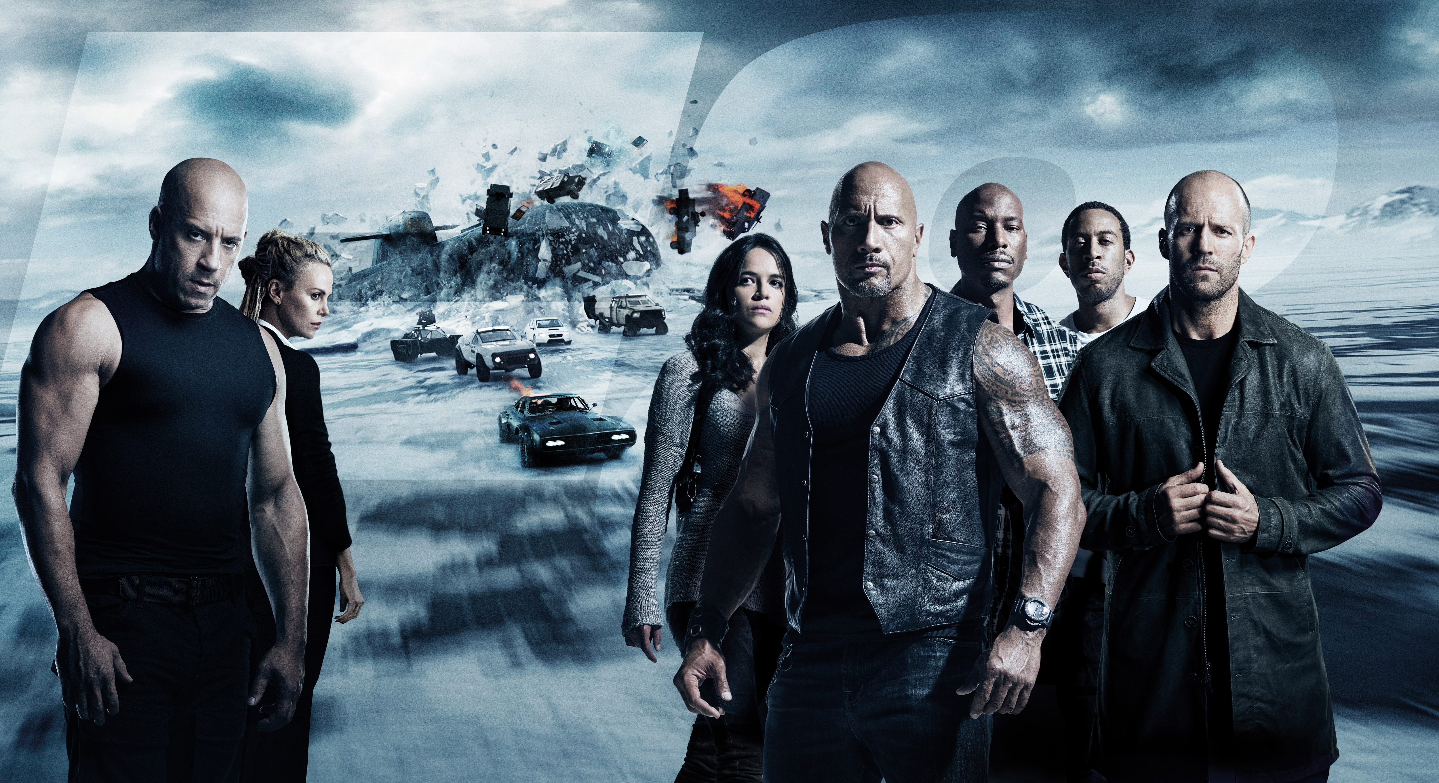 The Fate of The Furious, Charlize Theron, Jason Statham, Vin Diesel, Tyrese Gibson, Ludacris, Fast and Furious, 4K, Dwayne Johnson, Michelle Rodriguez, HD Wallpaper