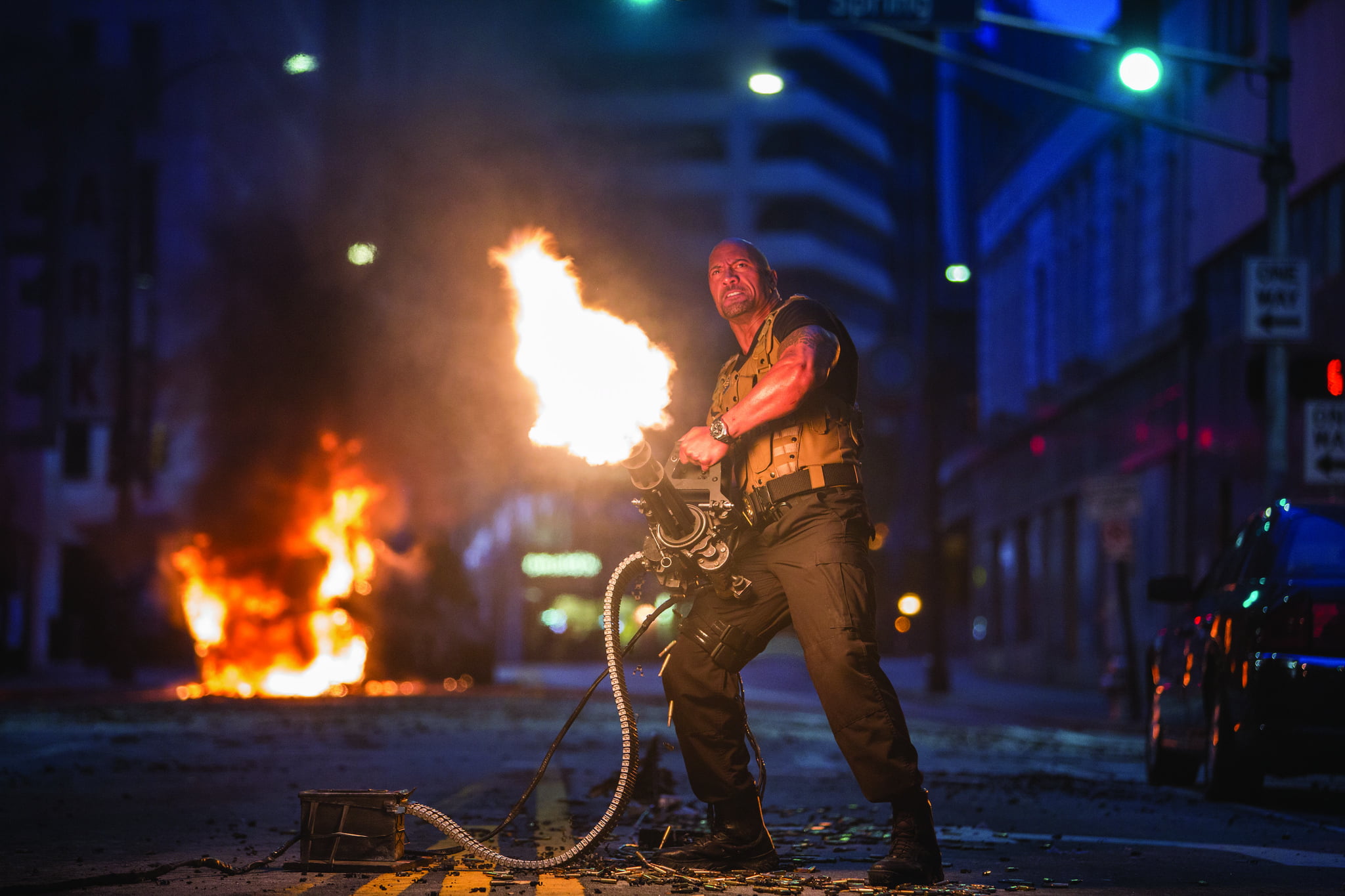 fire - natural phenomenon, real people, illuminated, Fast and furious 7, machine gun, one person, burning, focus on foreground, young adult, 1080P, full length, HD Wallpaper
