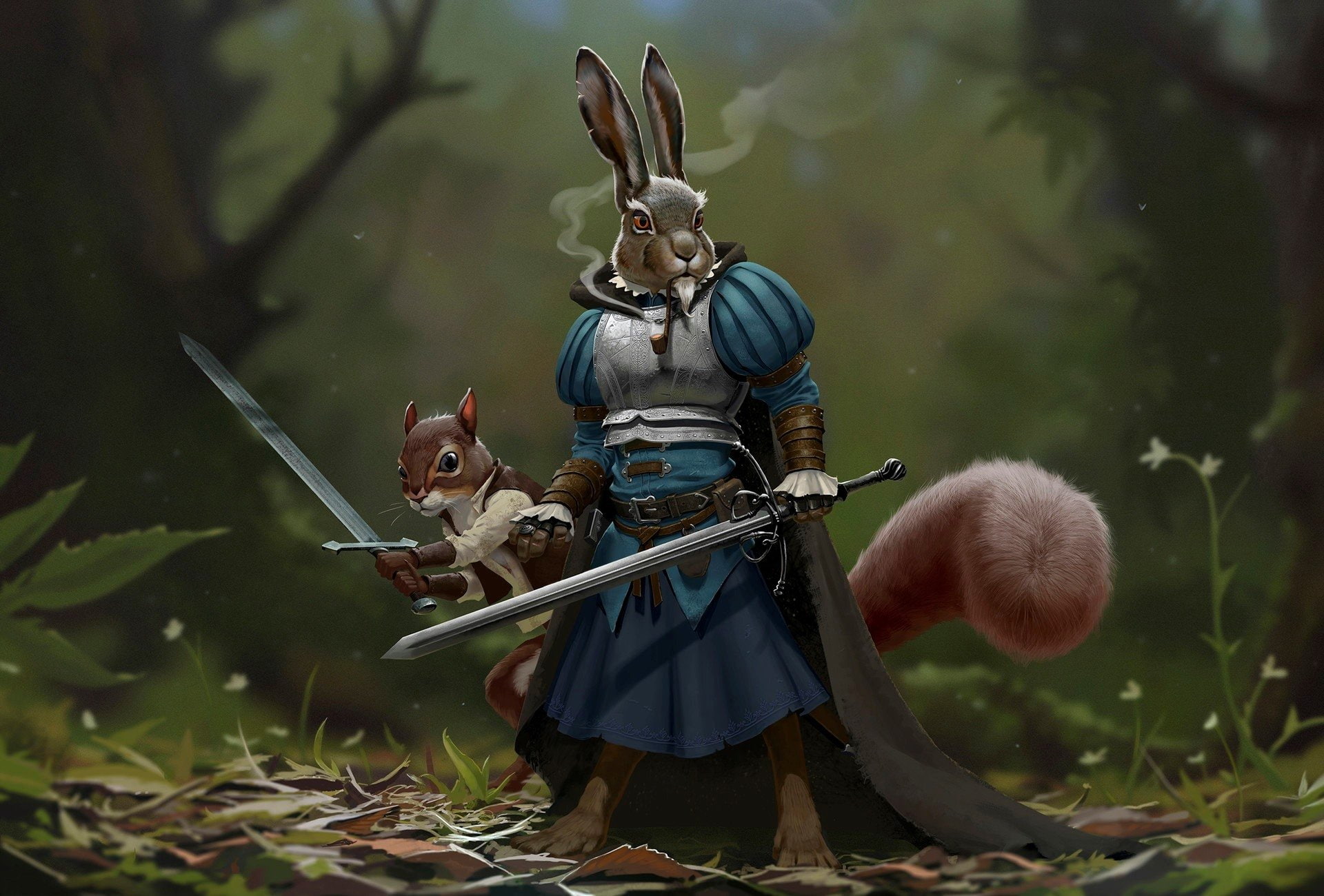 Rodent, Squirrel, Fantasy, Warrior, Sword, 1080P, HD Wallpaper