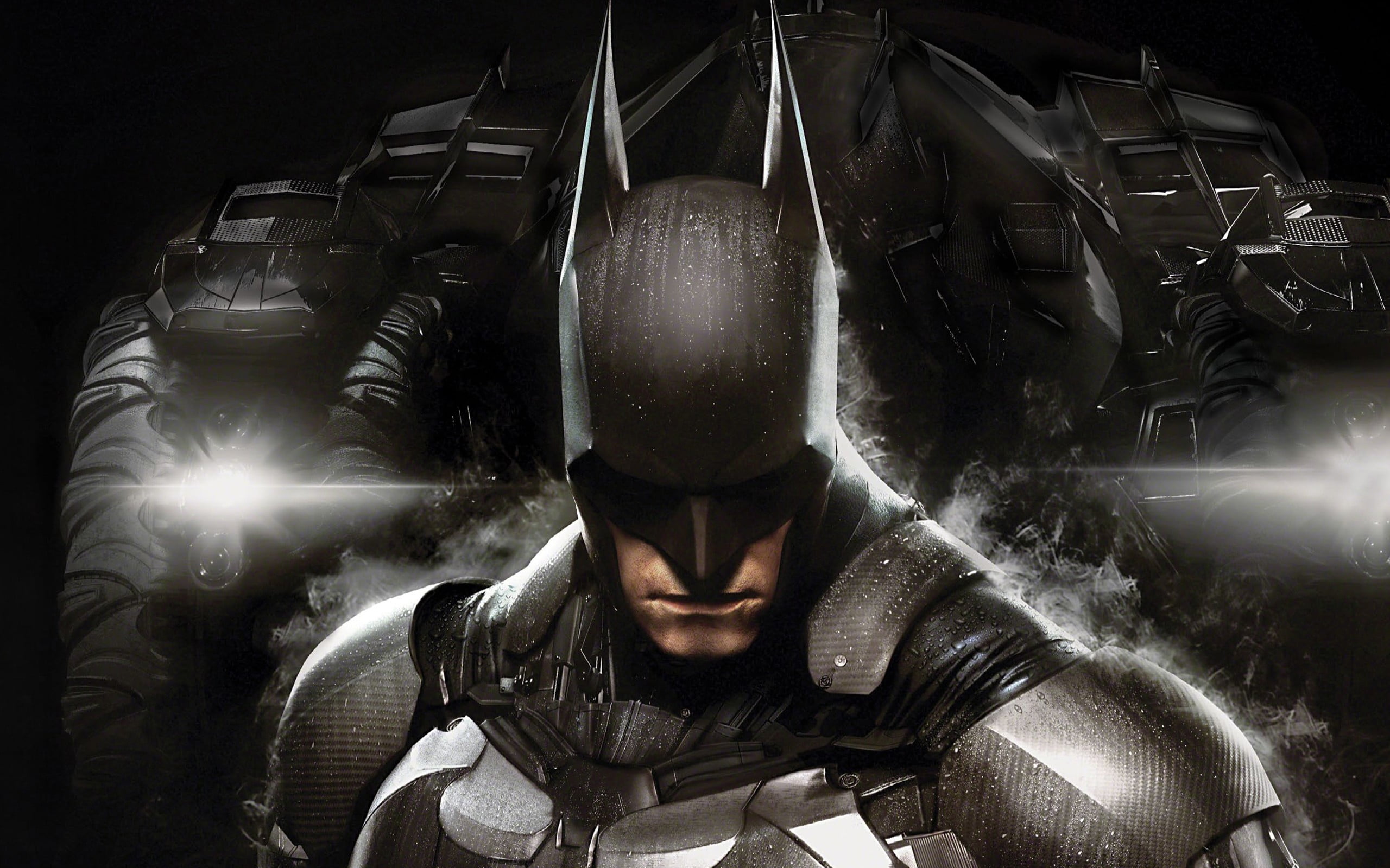 2K, lifestyles, security, protection, video games, looking at camera, Batman: Arkham Knight, headshot, headwear, obscured face, digital, work helmet, young adult, HD Wallpaper