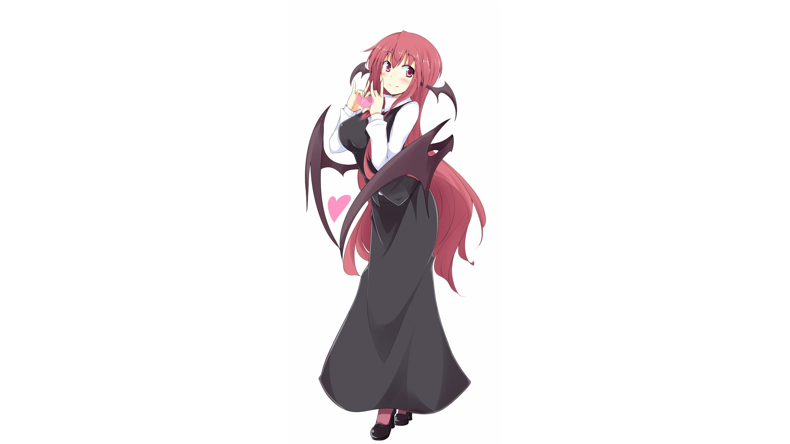 2K, Koakuma, heart, Touhou, blushing, HD Wallpaper
