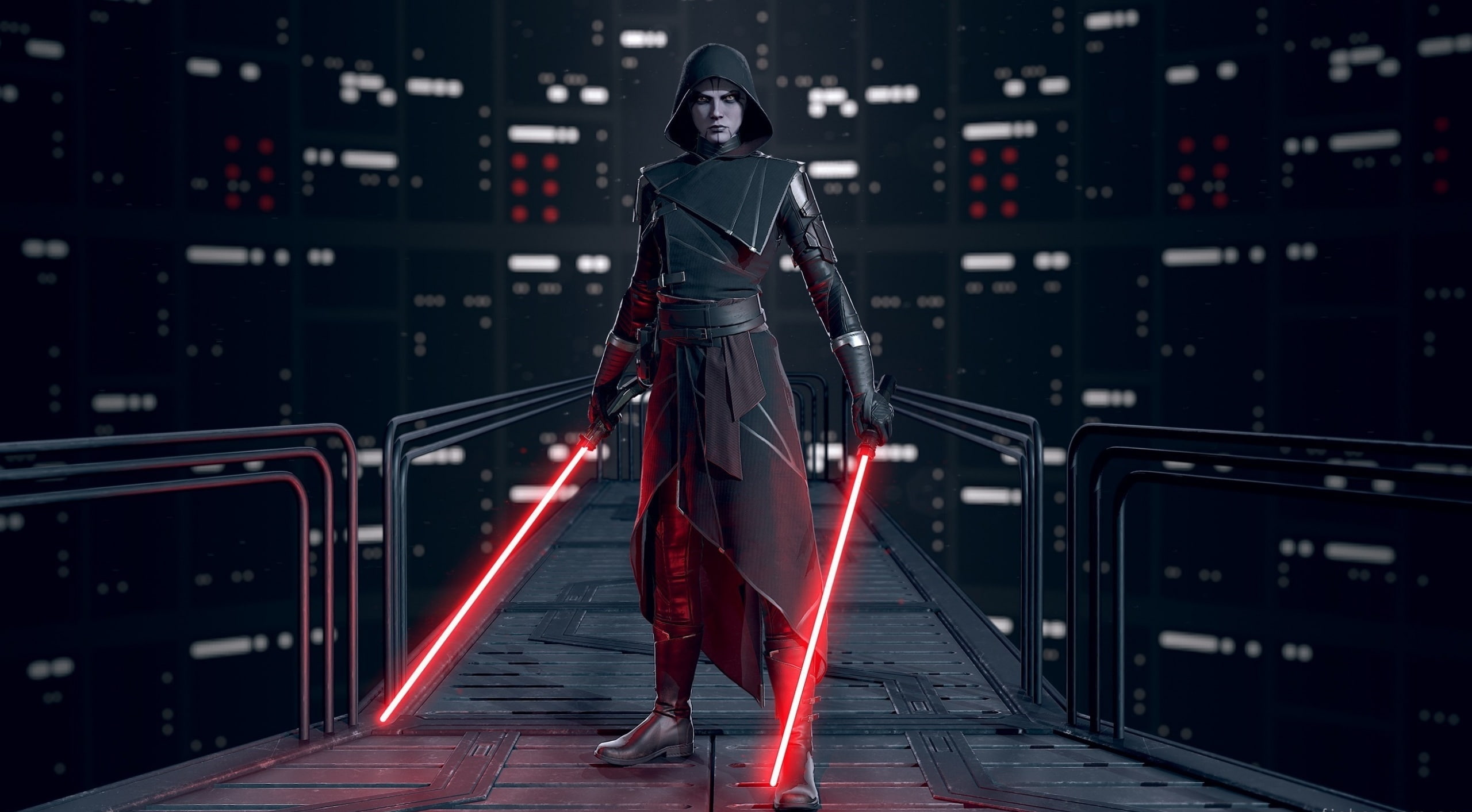 Star Wars, ventress, red, connection, travel, standing, superhero, wars, holding, one person, built structure, night, architecture, motion, saber, light trail, HD Wallpaper