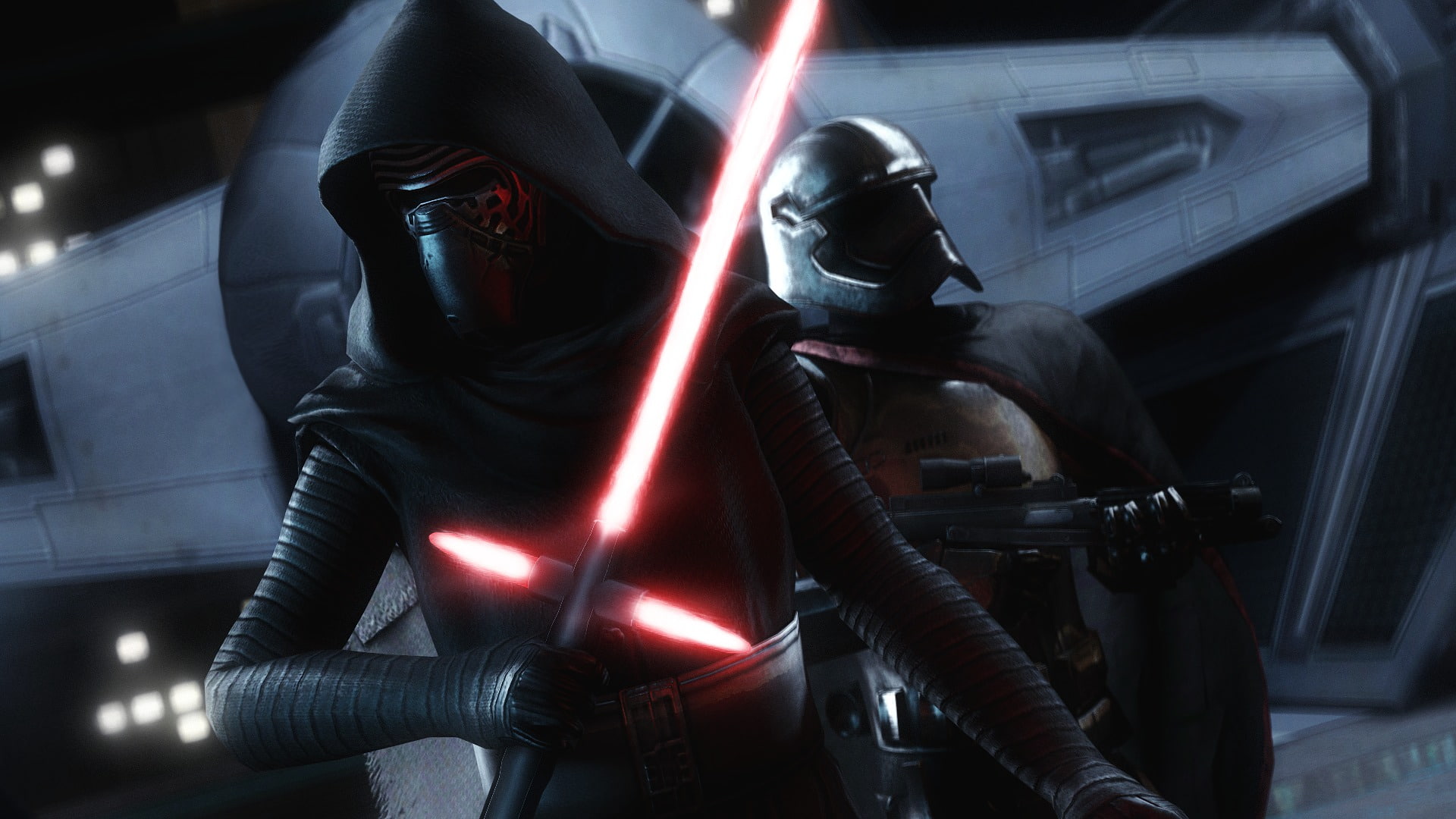 light, mask, sword, weapons, Kylo Ren, Phasma, Star wars, helmet, 1080P, art, cloak, HD Wallpaper