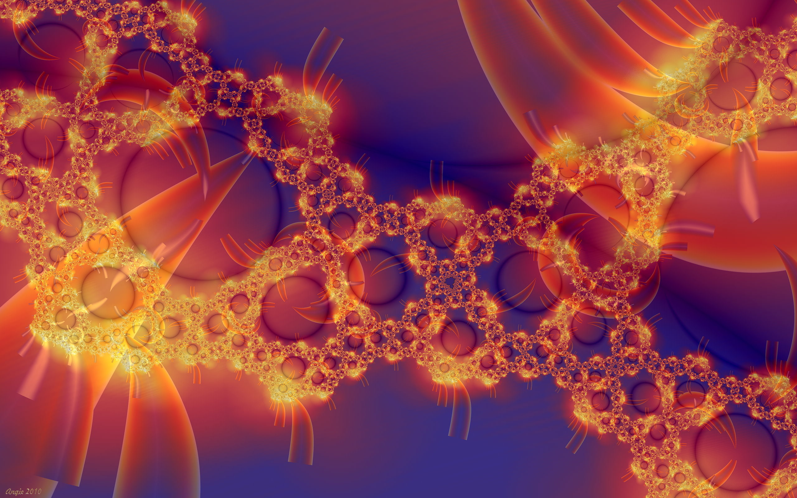 yellow, 2K, bobbles, hd, orange, abstract, fractal, HD Wallpaper