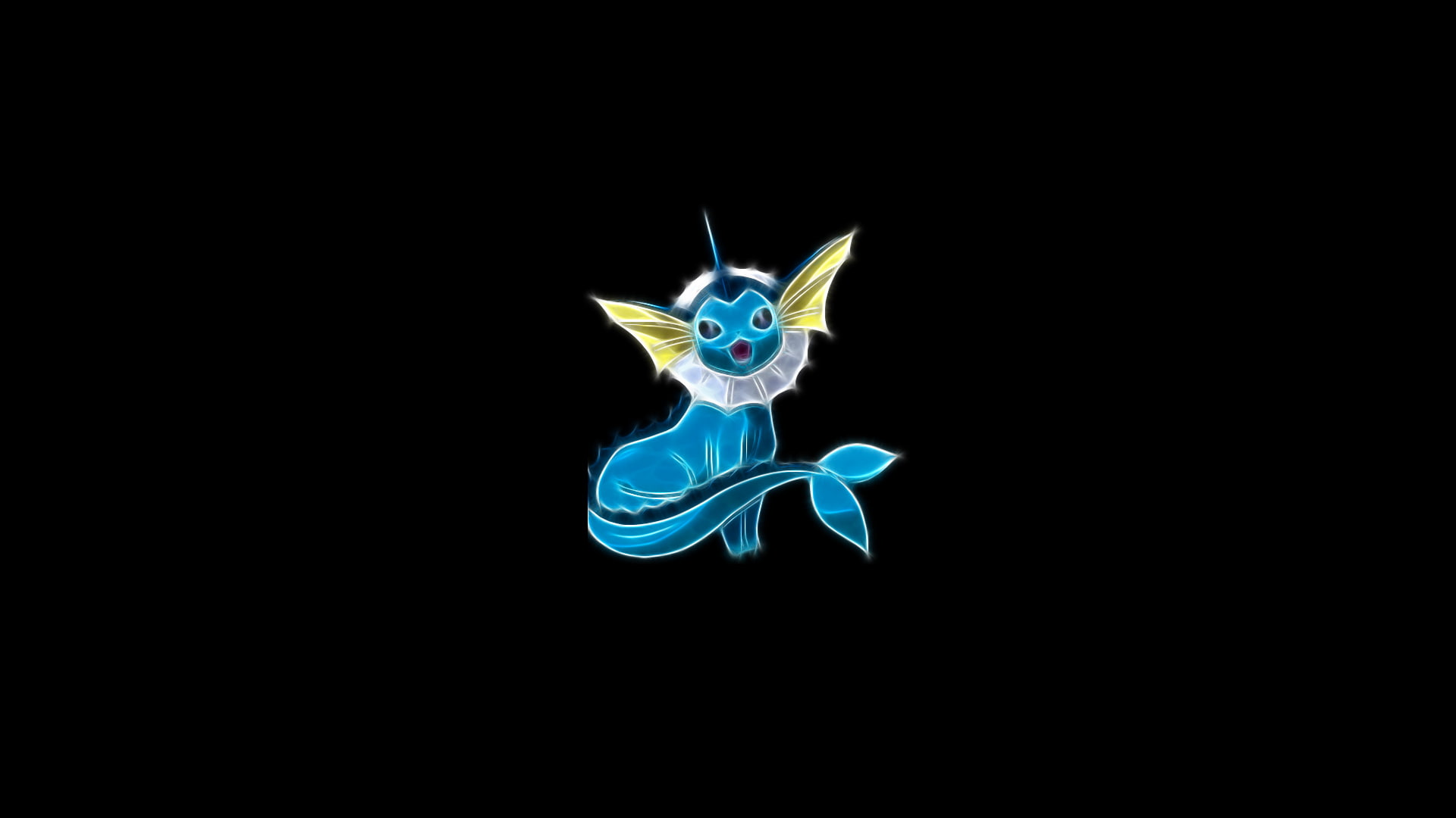 anime, black, 1080P, background, black background, vaporeon, HD Wallpaper