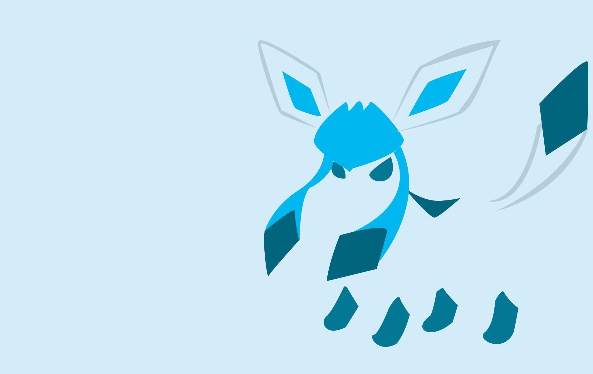 blue, blue background, 720P, glaceon, background, minimalism, HD Wallpaper