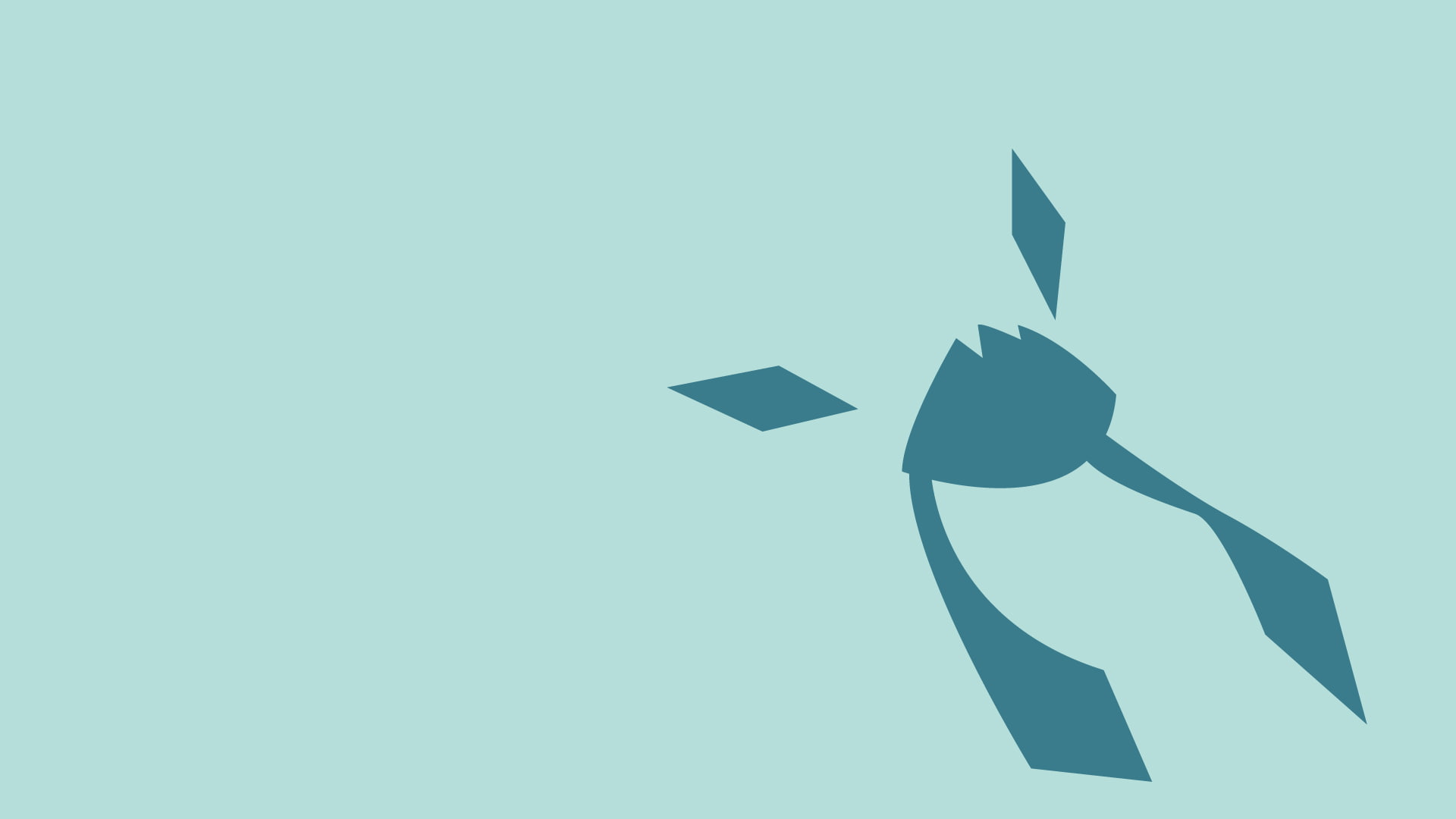 blue, minimalism, light, glaceon, 1080P, light blue background, background, HD Wallpaper