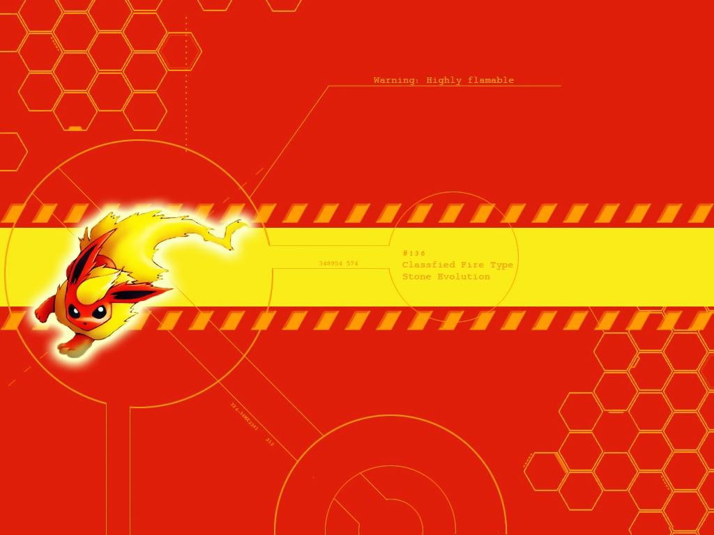 anime, Fire, hd, art, Flareon, pokemon, 480P, red, HD Wallpaper