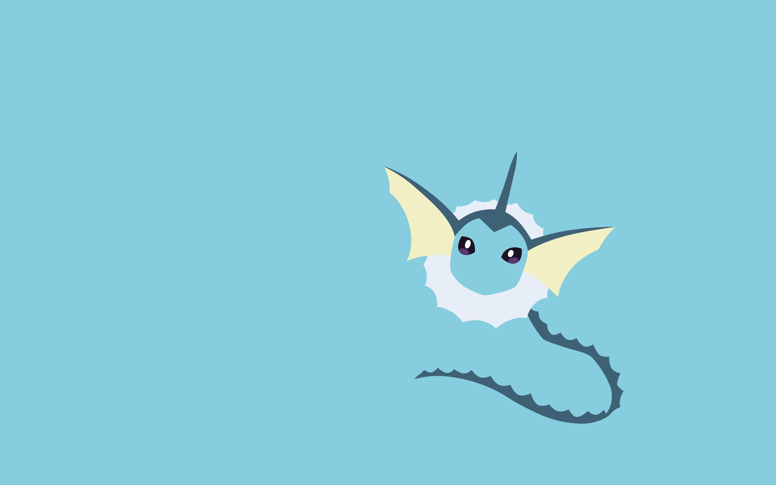 anime, 2K, blue, vaporeon, background, blue background, HD Wallpaper