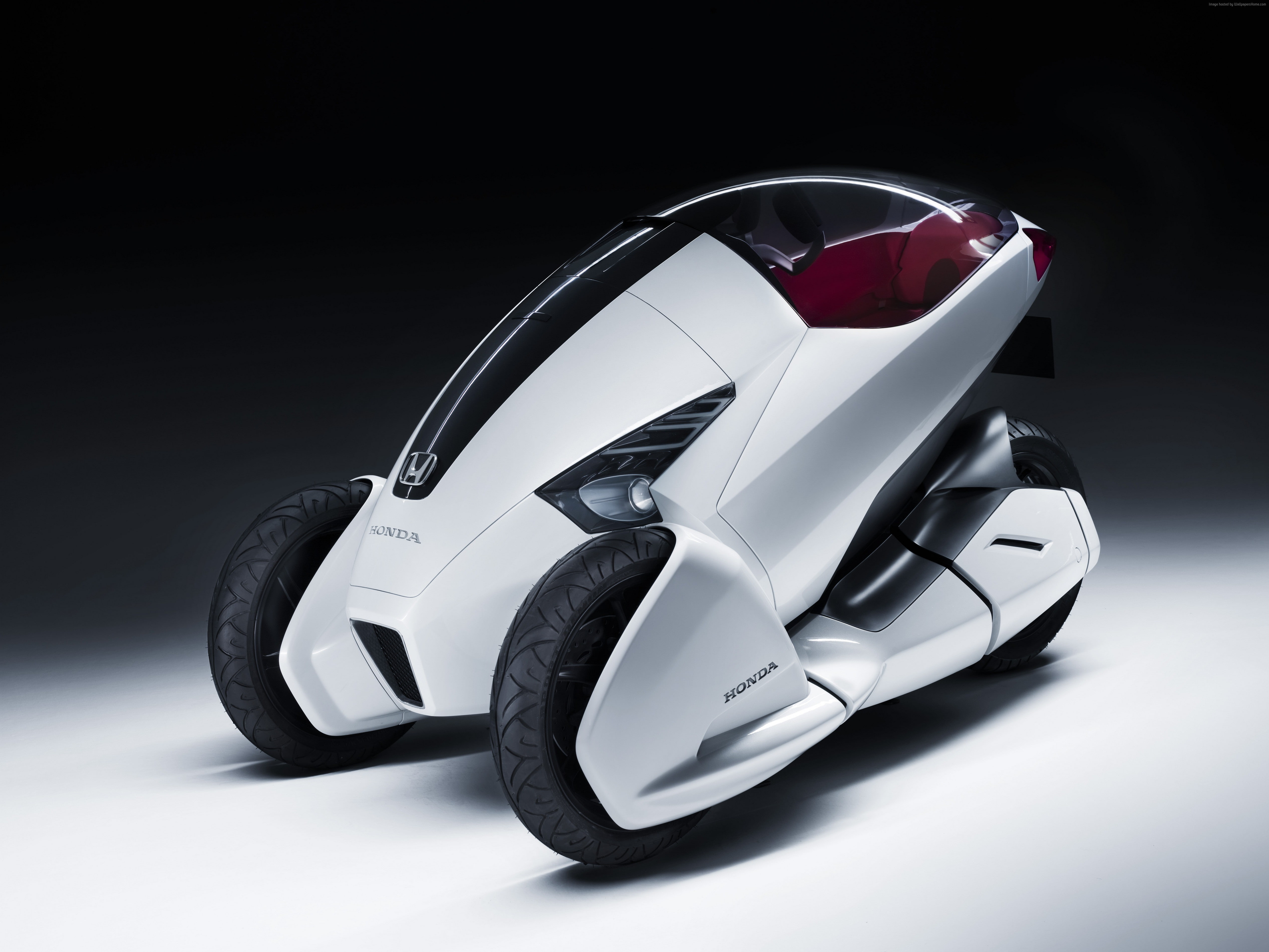 Honda 3R-C, three-wheeled, 4K, electric cars, front, concept, Honda, bike, vehicle, HD Wallpaper