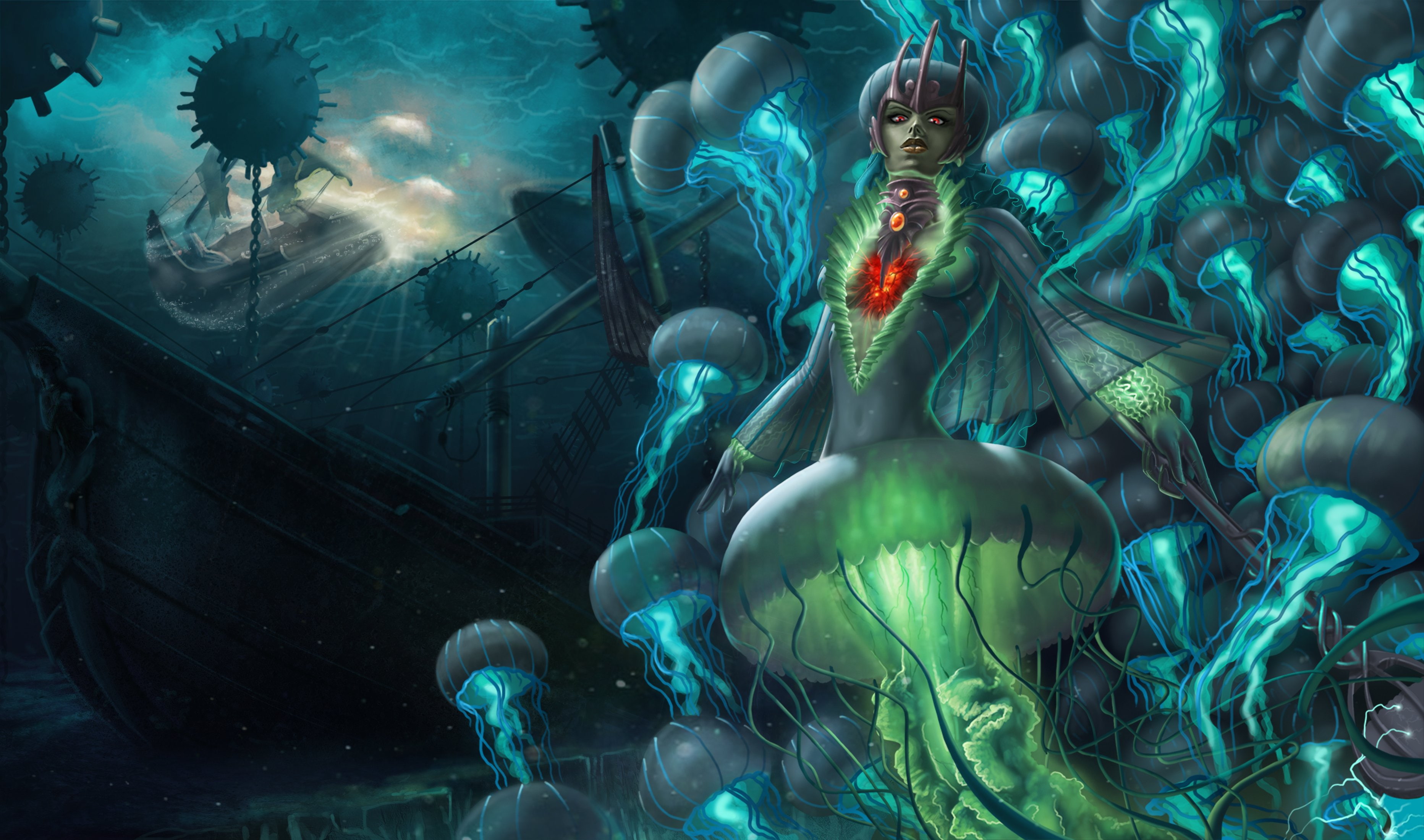 league, 2K, jelly, sea, jellyfish, legends, fish, nami, ocean, games, art, fantasy, artwork, HD Wallpaper