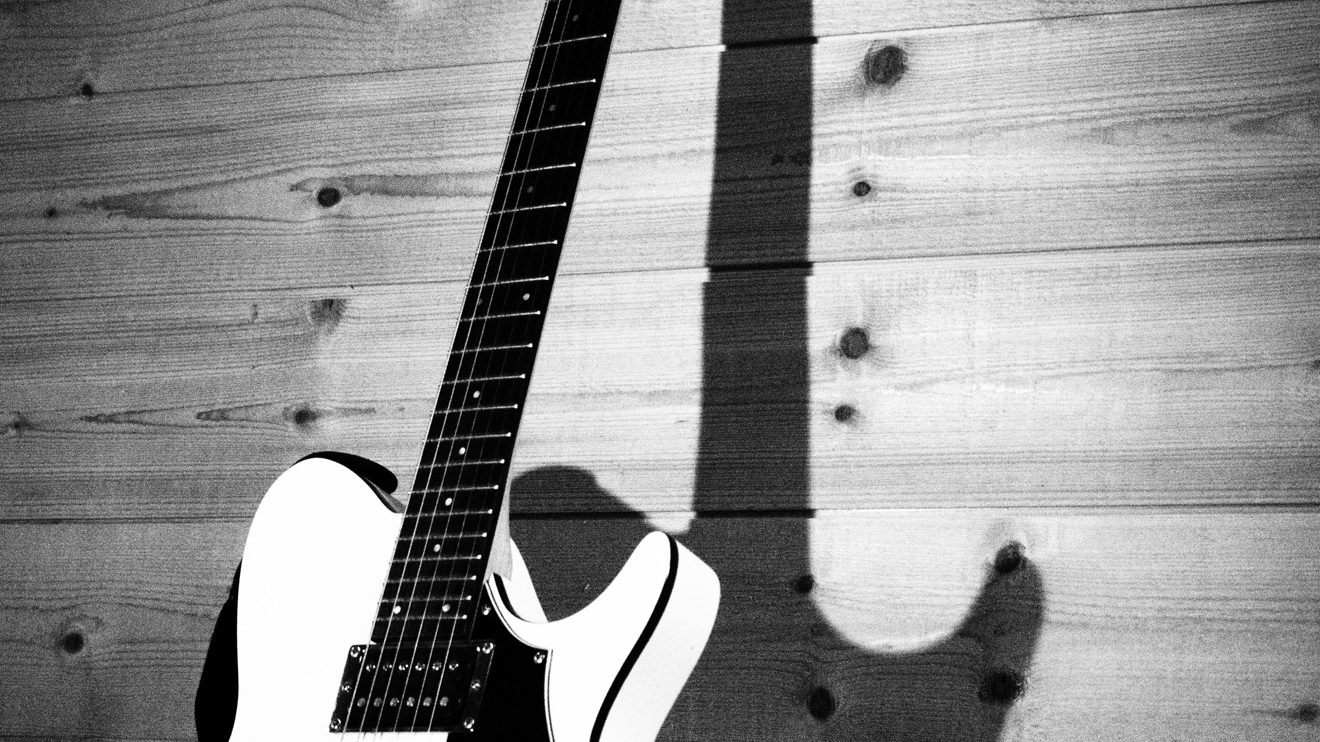 indoors, still life, rock music, rock, musique, france, wood - material, sunlight, music, guitar, musical instrument, shadow, musical equipment, high angle view, HD Wallpaper