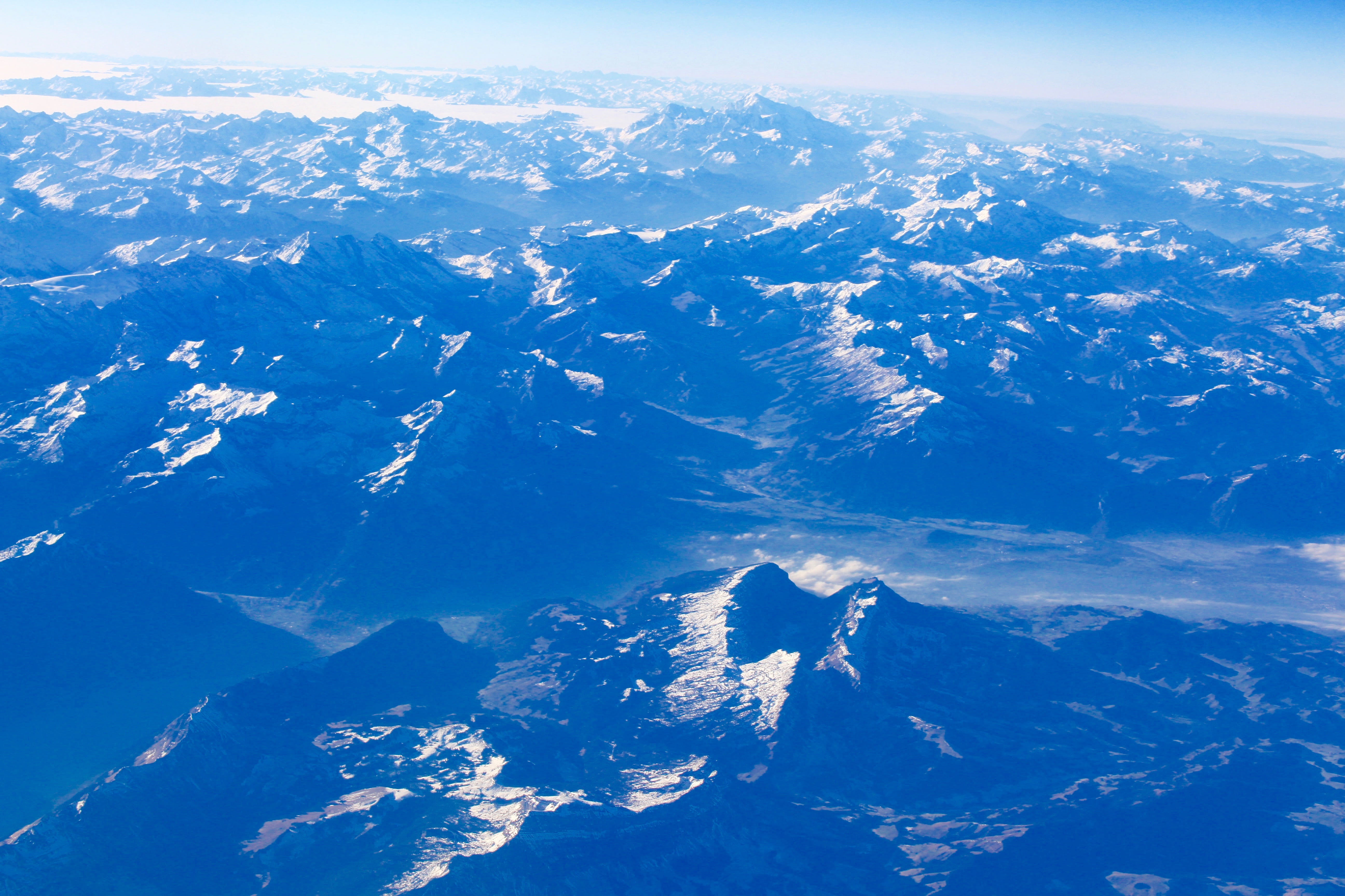 holiday, blue, earth, snowcapped mountain, nice, dispersion, no people, surreal, beauty in nature, aviation, flight, day, world, fantastic, nature, snow, HD Wallpaper
