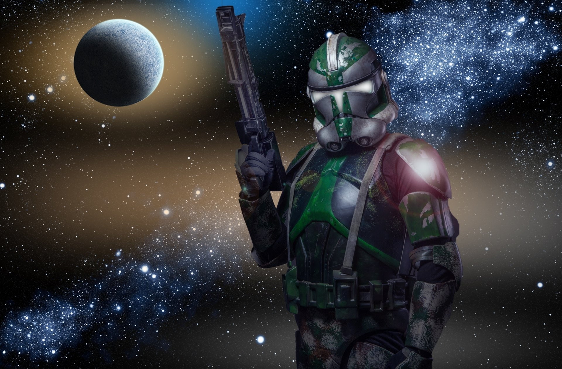 1080P, Artistic, Clone Trooper, Galaxy, Star Wars, Planet, HD Wallpaper
