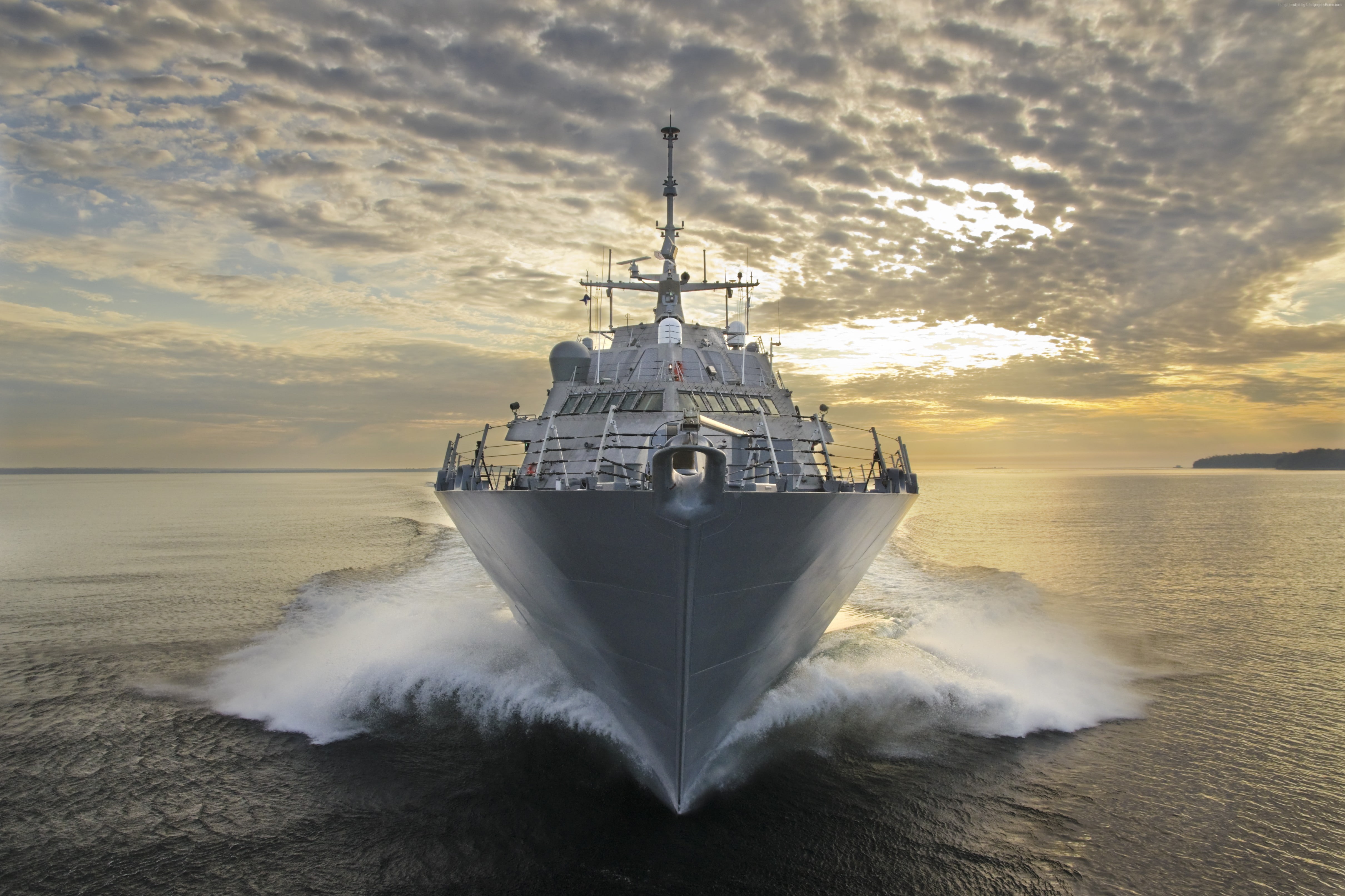 sea, USA Army, U.S. Navy, LCS-3, USS LCS-3, dom-class, littoral, USS, Fort Worth, 4K, combat ship, HD Wallpaper