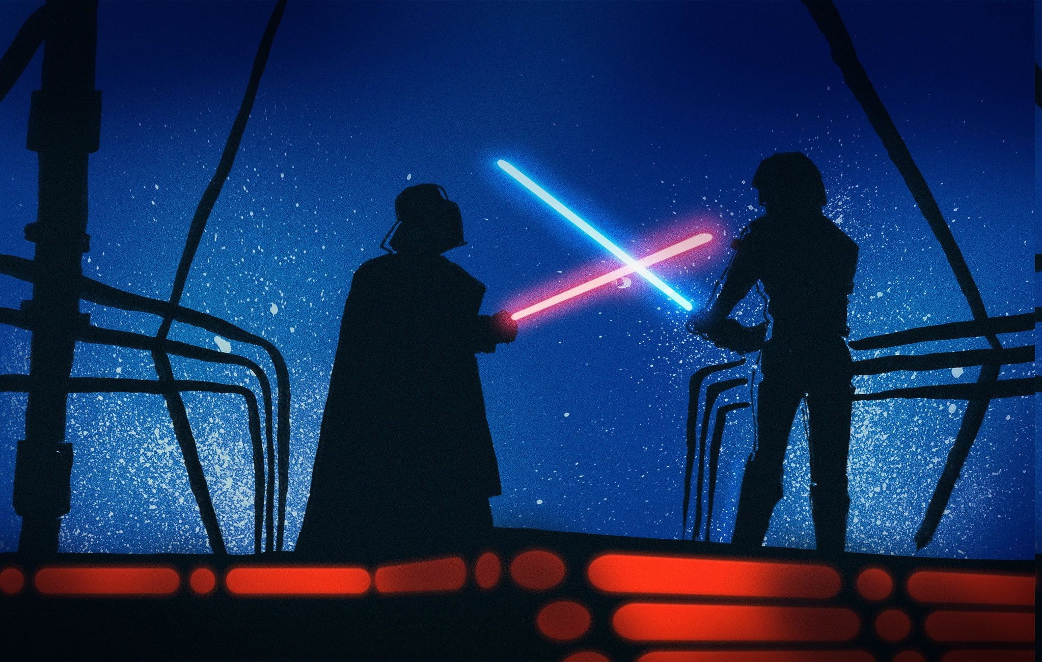 two people, sky, looking, railing, 1080P, Star Wars, men, star - space, three quarter length, adult, communication, Luke Skywalker, people, nature, males, HD Wallpaper
