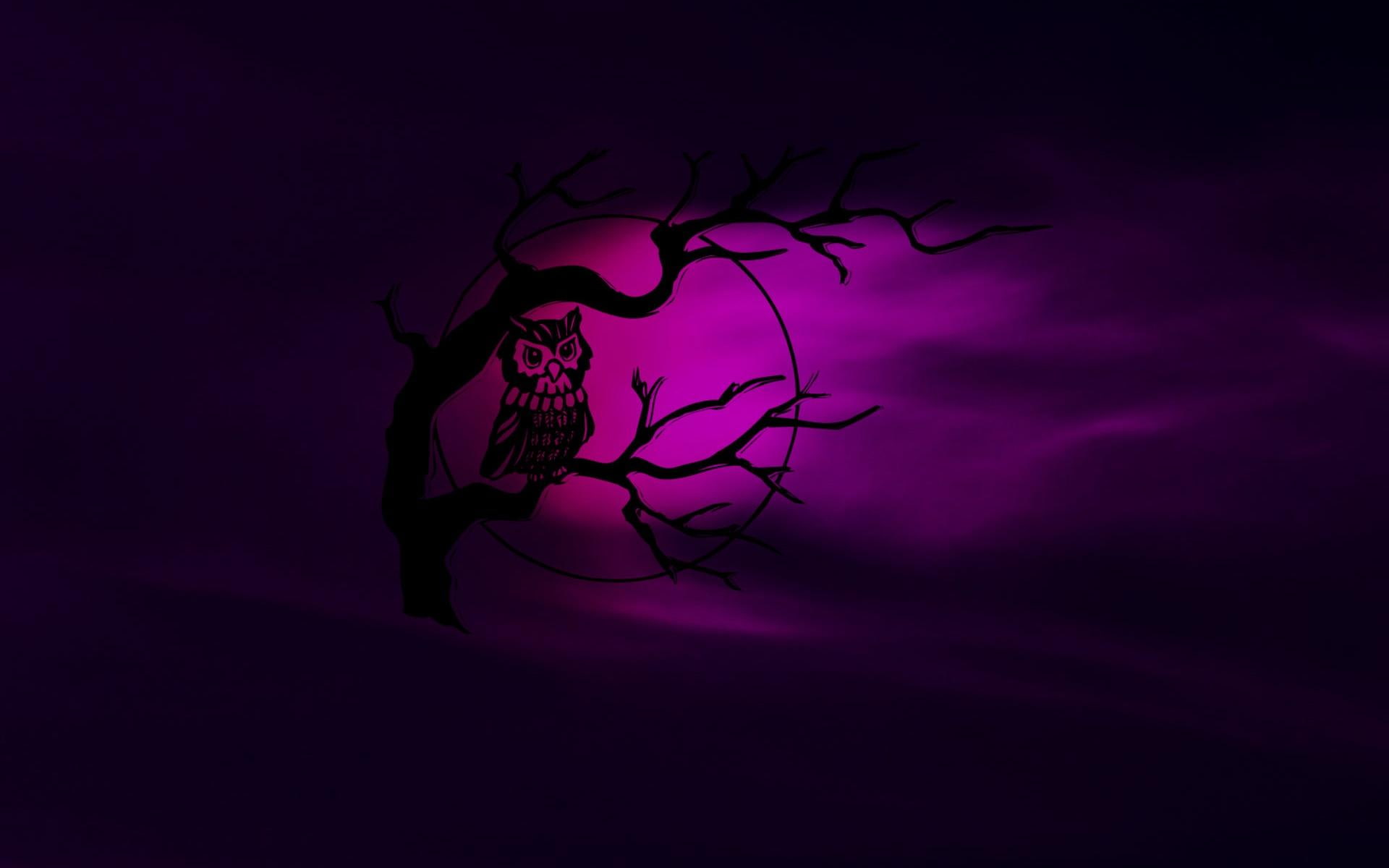 illustration, 1080P, owl, steal, dark, bare, tree, abstract, moon, HD Wallpaper