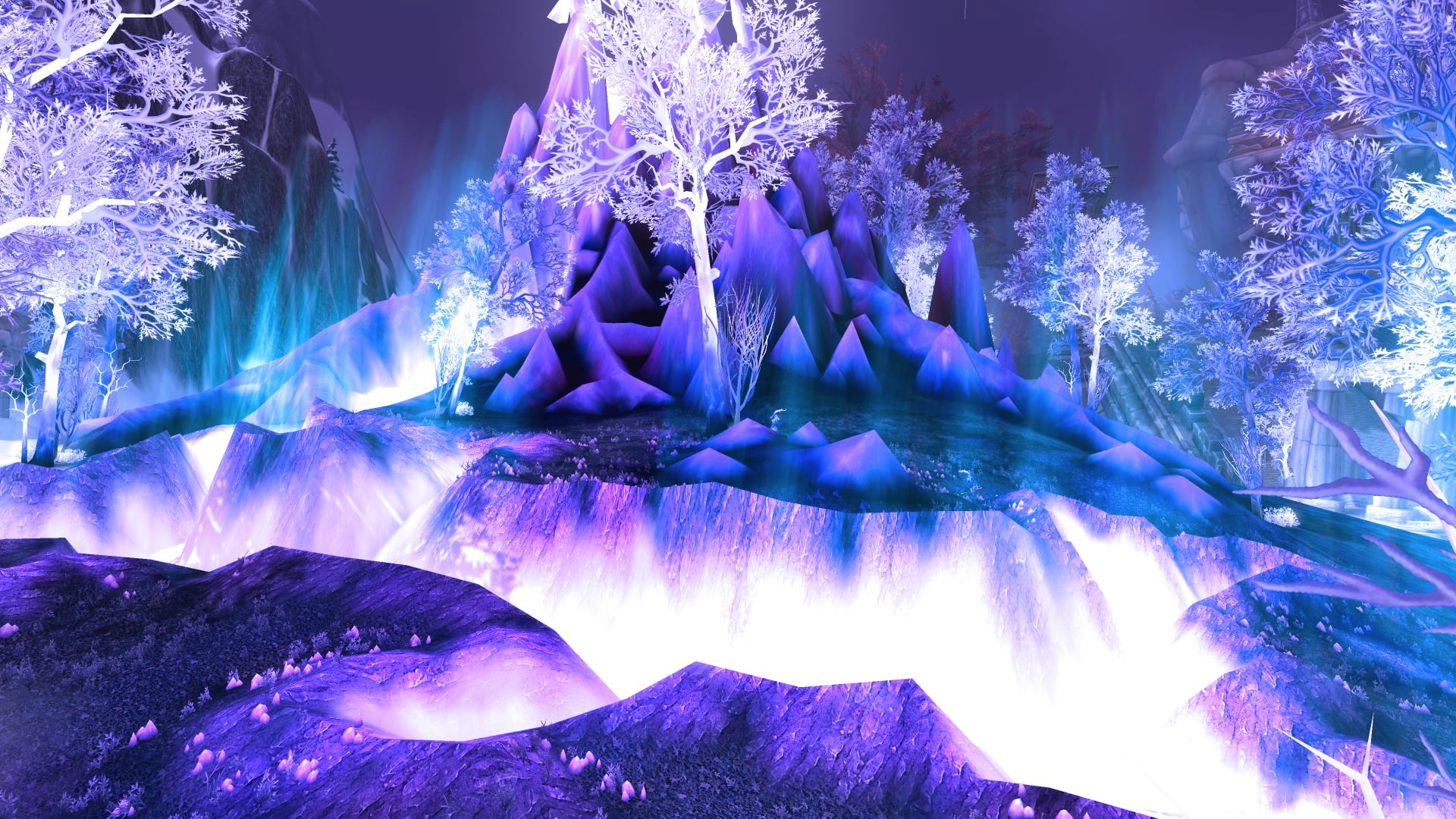 icicle, fish, solid, beauty in nature, video games, 1080P, Blizzard Entertainment, low angle view, frozen, scenics - nature, blue, plant, waterfall, black, HD Wallpaper