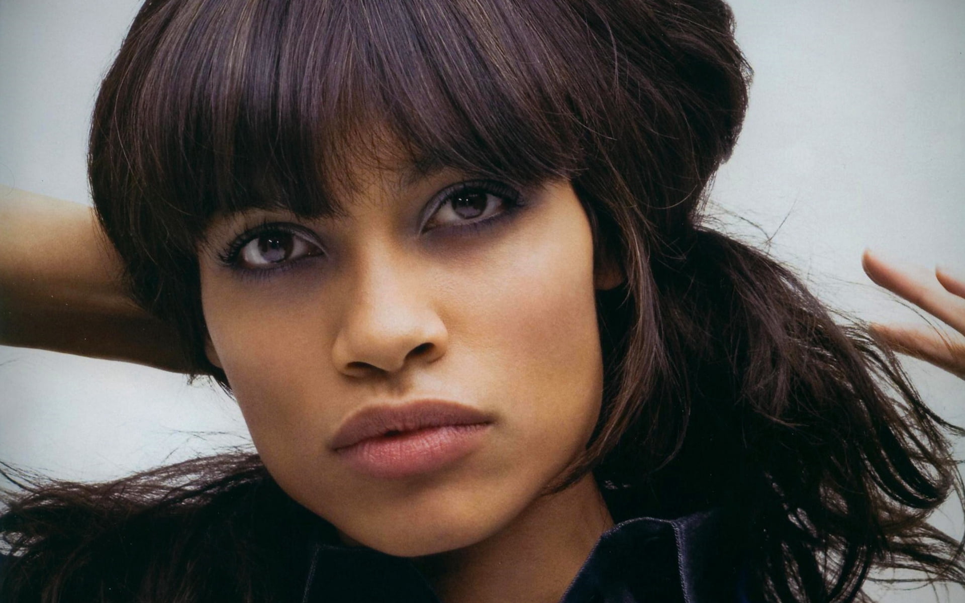 teenager, front view, rosario dawson, hair, young women, collared, close-up, bangs, real people, hairstyle, looking at camera, leisure activity, actress, HD Wallpaper
