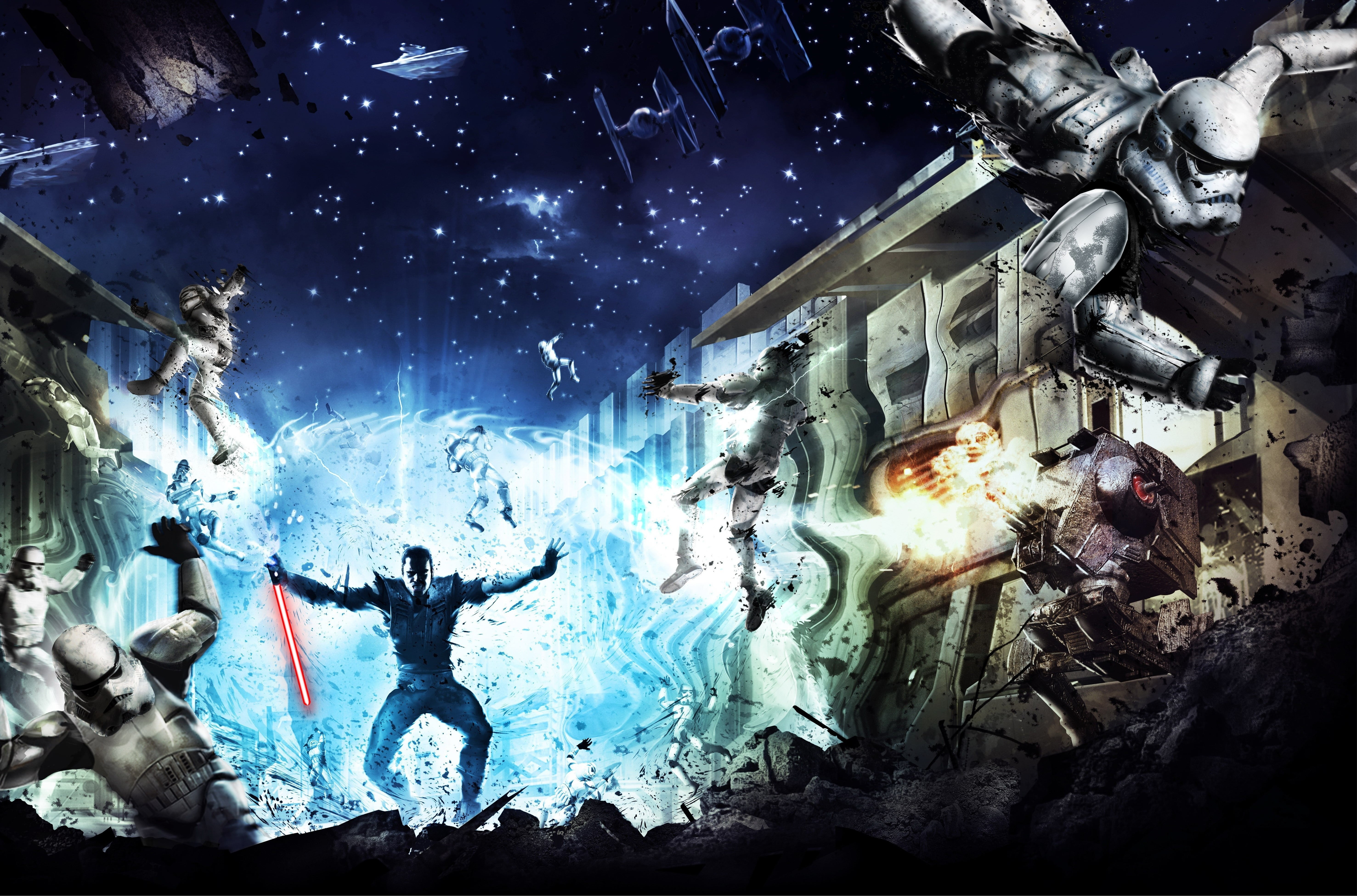 nature, people, sea, lightsaber, stormtroopers, fantasy, alien, wars, cemetery, low angle view, indoors, spaceship, motion, full length, star, built structure, HD Wallpaper