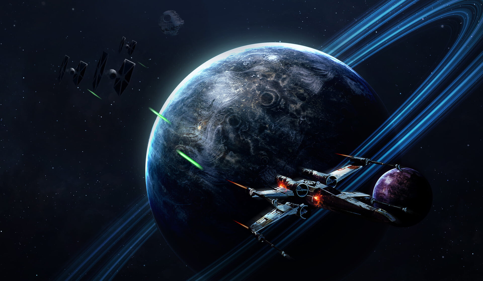 TIE Fighter, Star Wars, Death Star, X-Wing, 1080P, Planet, HD Wallpaper