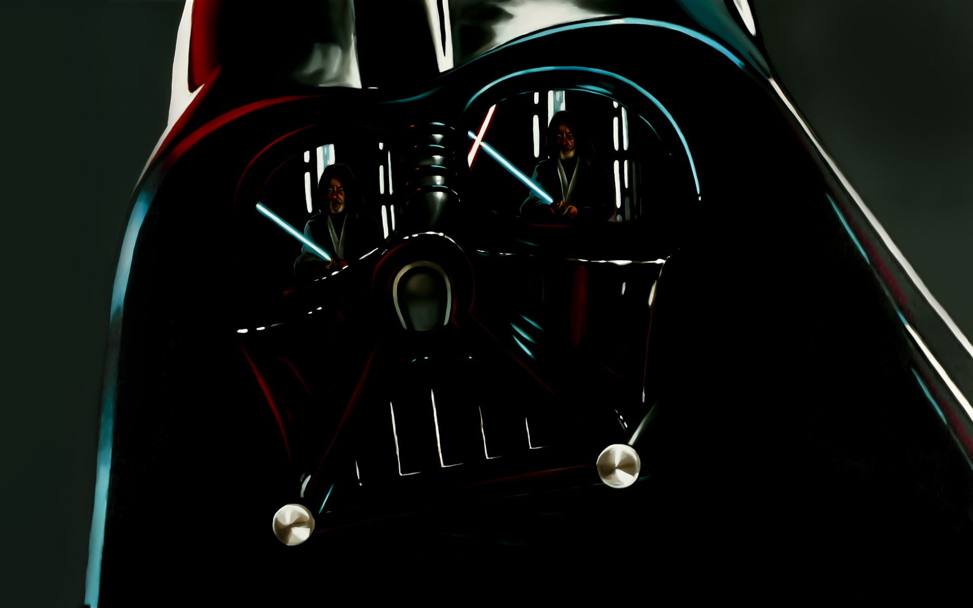 reflection, Obi-Wan Kenobi, Star Wars, lightsaber, Darth Vader, 1080P, mask, HD Wallpaper