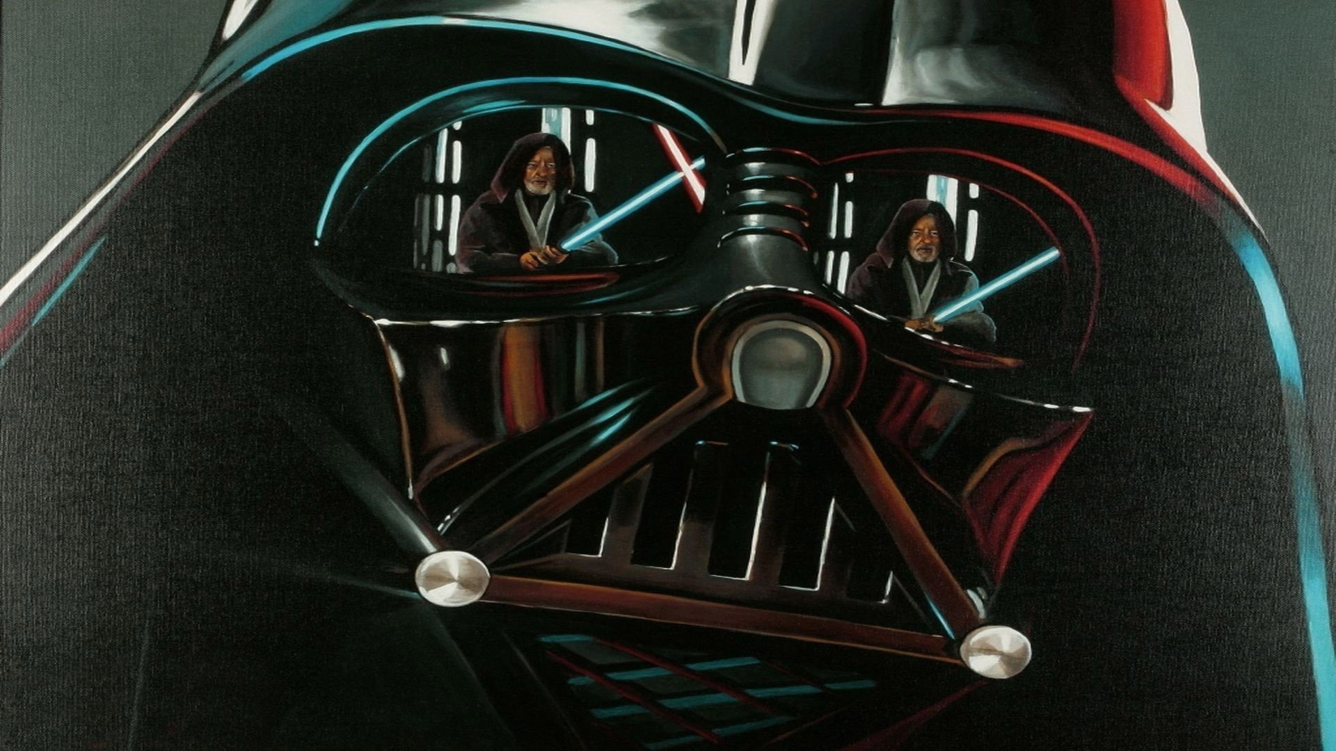 vintage, Sith, 1080P, Darth Vader, helmet, Star Wars, reflection, Jedi, Obi-Wan Kenobi, lightsaber, HD Wallpaper