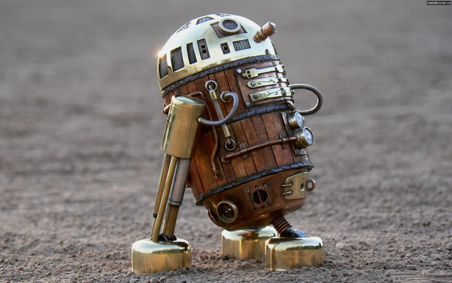 720P, r2d2, robots, star, steampunk, wars, HD Wallpaper